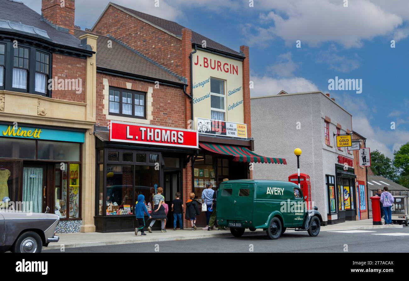 Traditional 1940s 1950s High Street shops at the Black Country Living Museum, Dudley, West