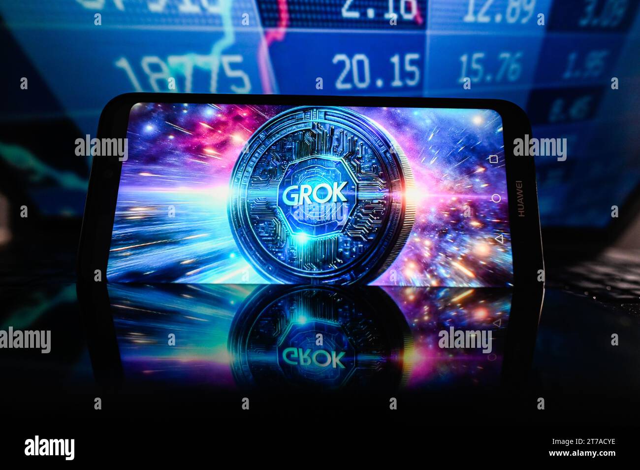 In this photo illustration, a Grok Token is displayed on a smartphone
