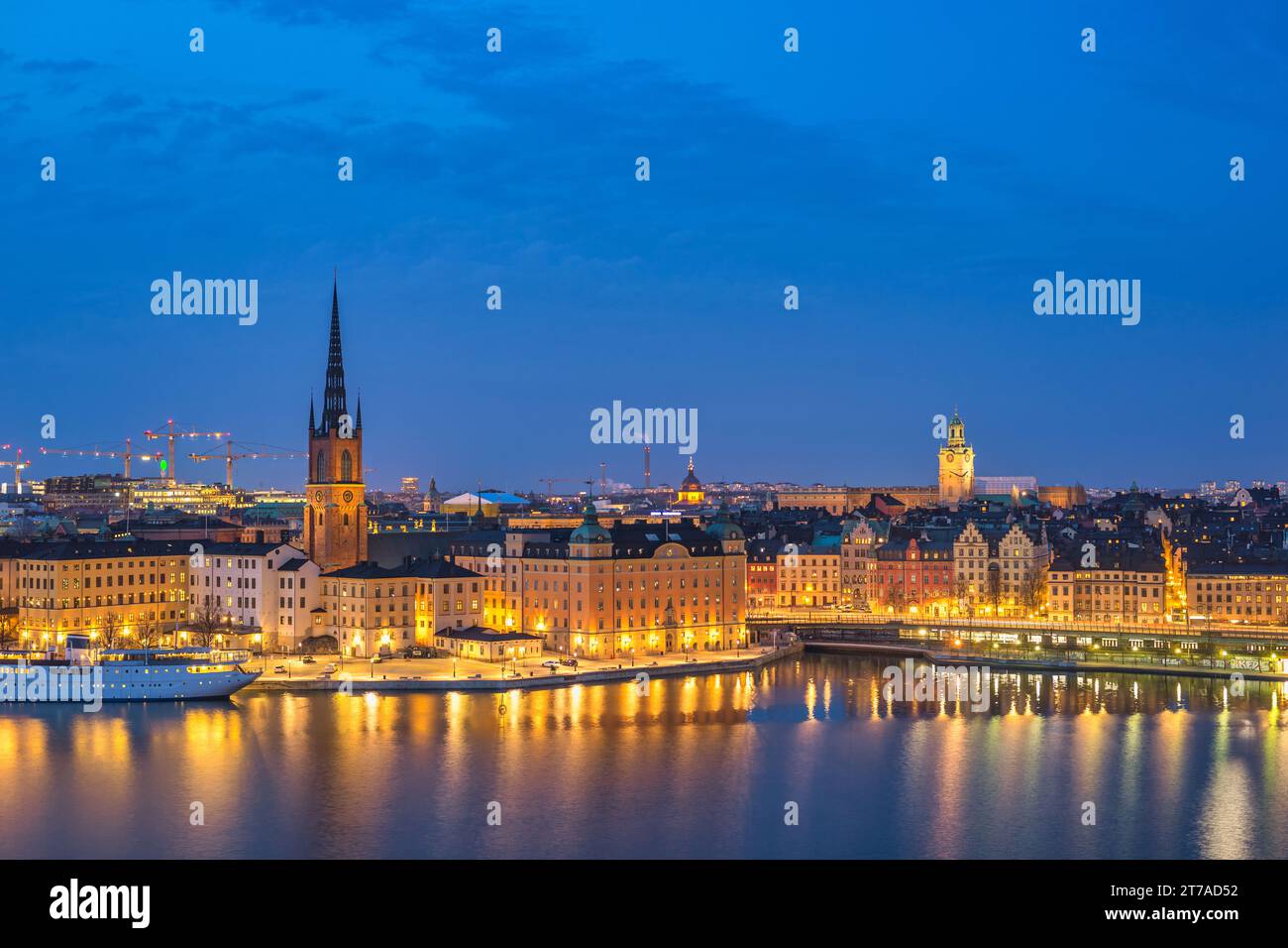 Stockholm Sweden, night city skyline at Gamla Stan old town Stock Photo