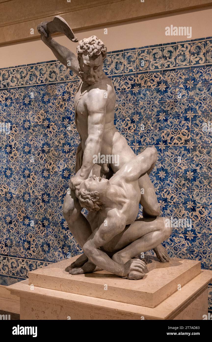 'Samson Slaying a Philistine' (England, circa 1695). Plastered lead. This piece is after an original by Giambologna (1529–1608), Stock Photo