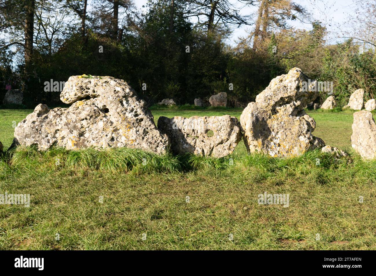 The Rollright Stones, The King's Men. Autumn.Long Compton, Warwickshire, UK. Stock Photo