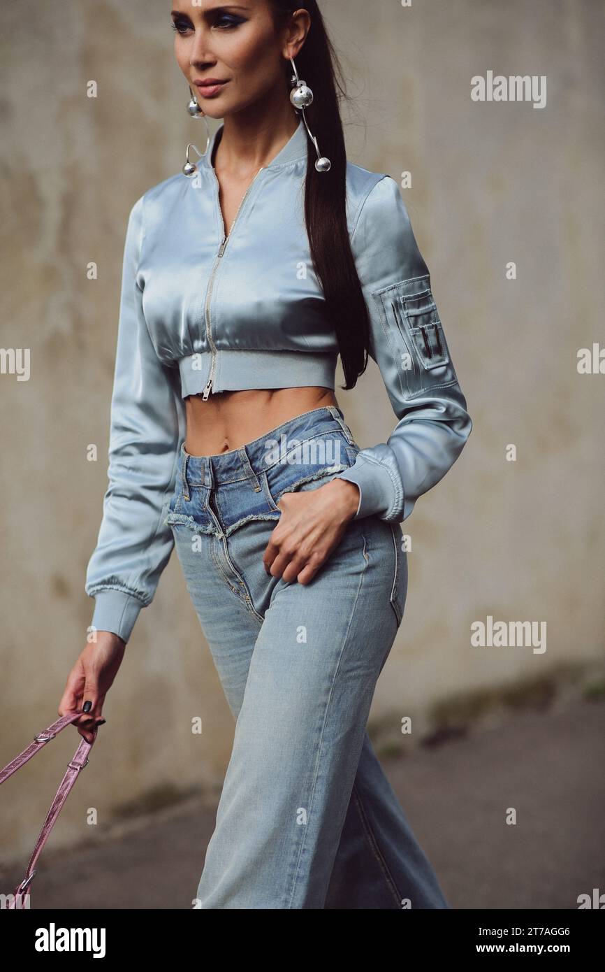 Street style, Sabina Jakubowicz arriving at Givenchy Spring Summer 2024