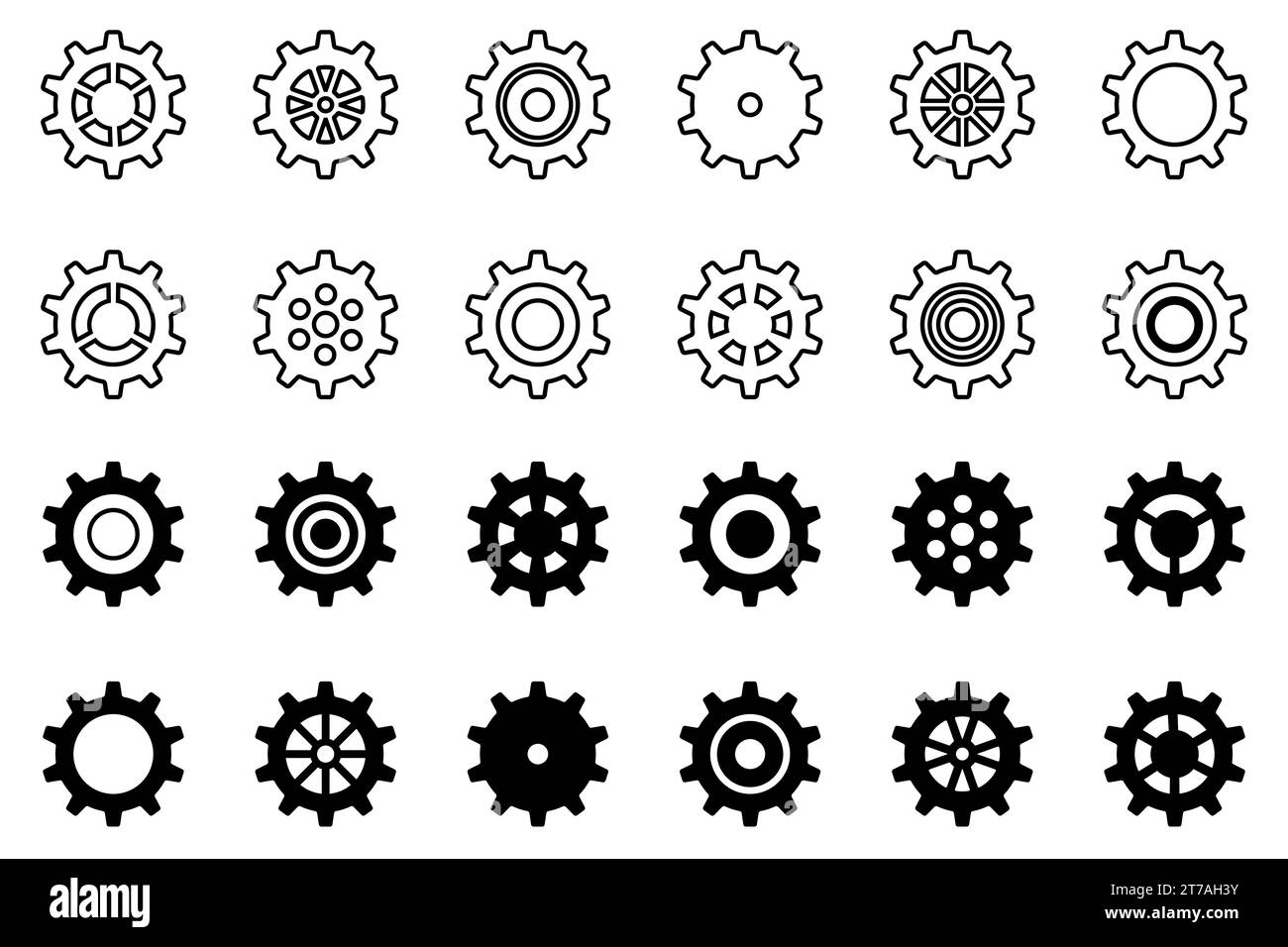 Gears icon set. Setting gears icon. Collection of mechanical cogwheels ...