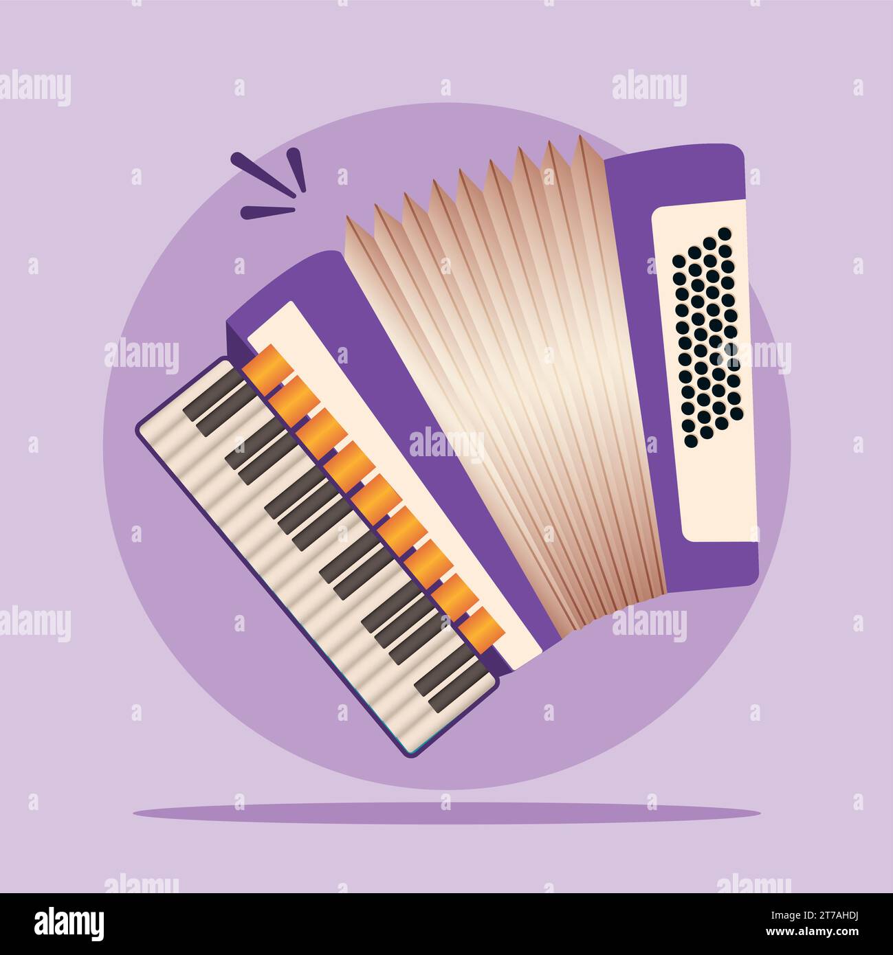 Isolated colored accordion musical instrument image Vector Stock Vector
