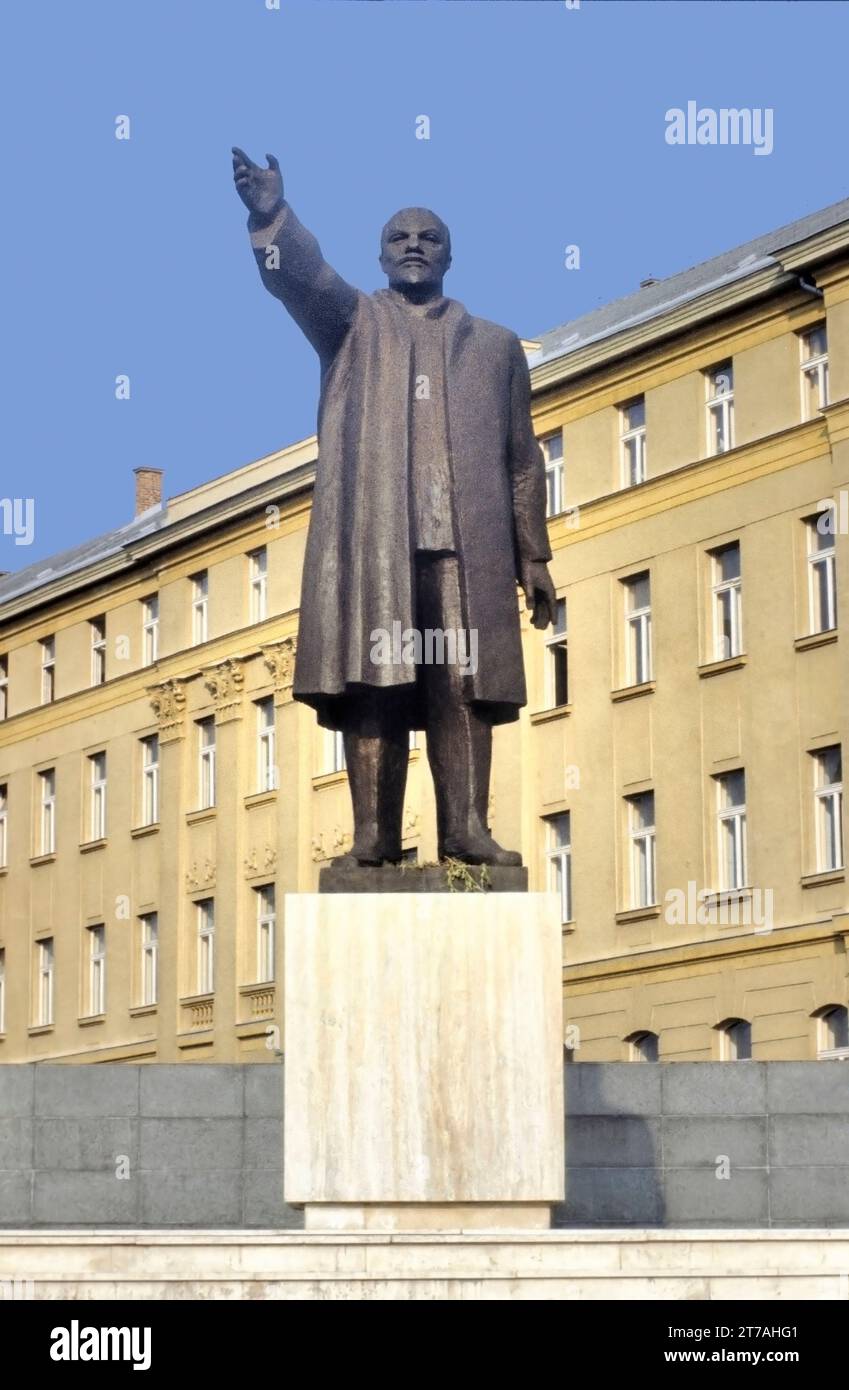 BUDAPEST,HUNGARY-JULY 13, 1972: Very rare statue of Lenin in a suburb of the town. Not present at the Momento Park. Stock Photo