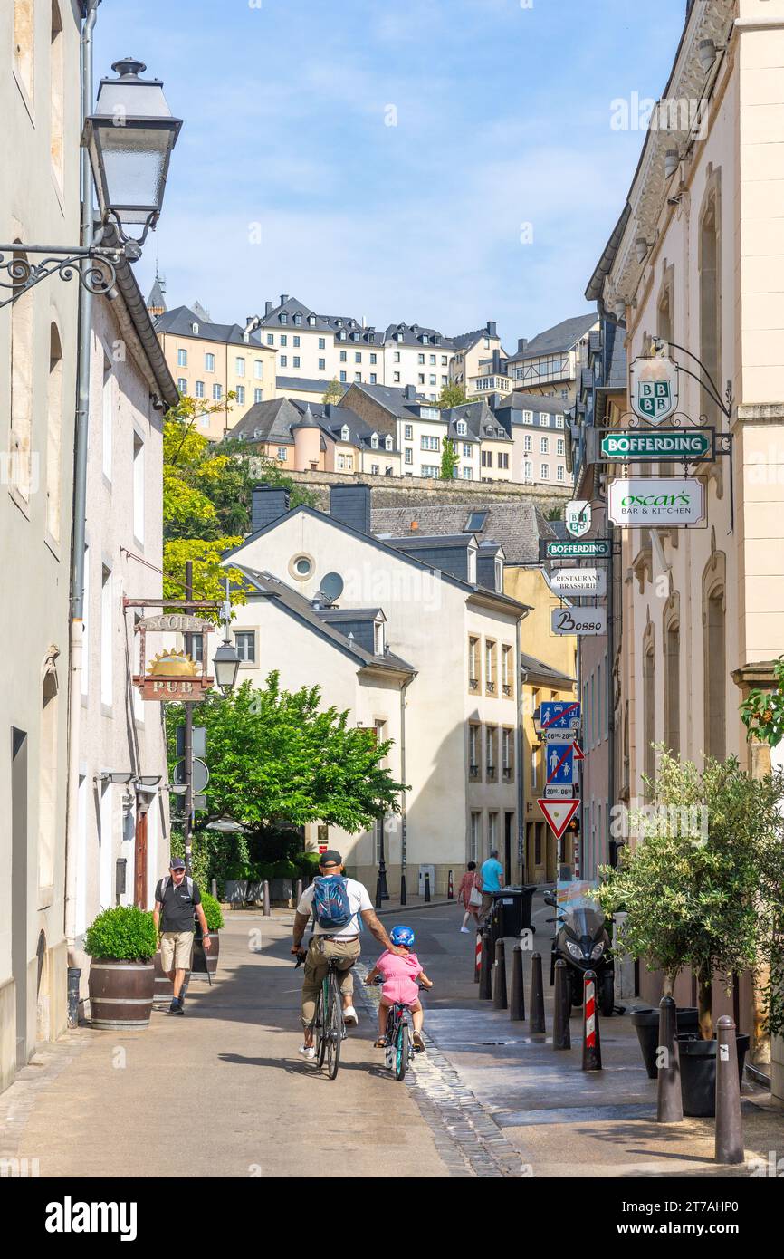 Narrow street, Bisserweg, Grund Quartier, City of Luxembourg, Luxembourg Stock Photo