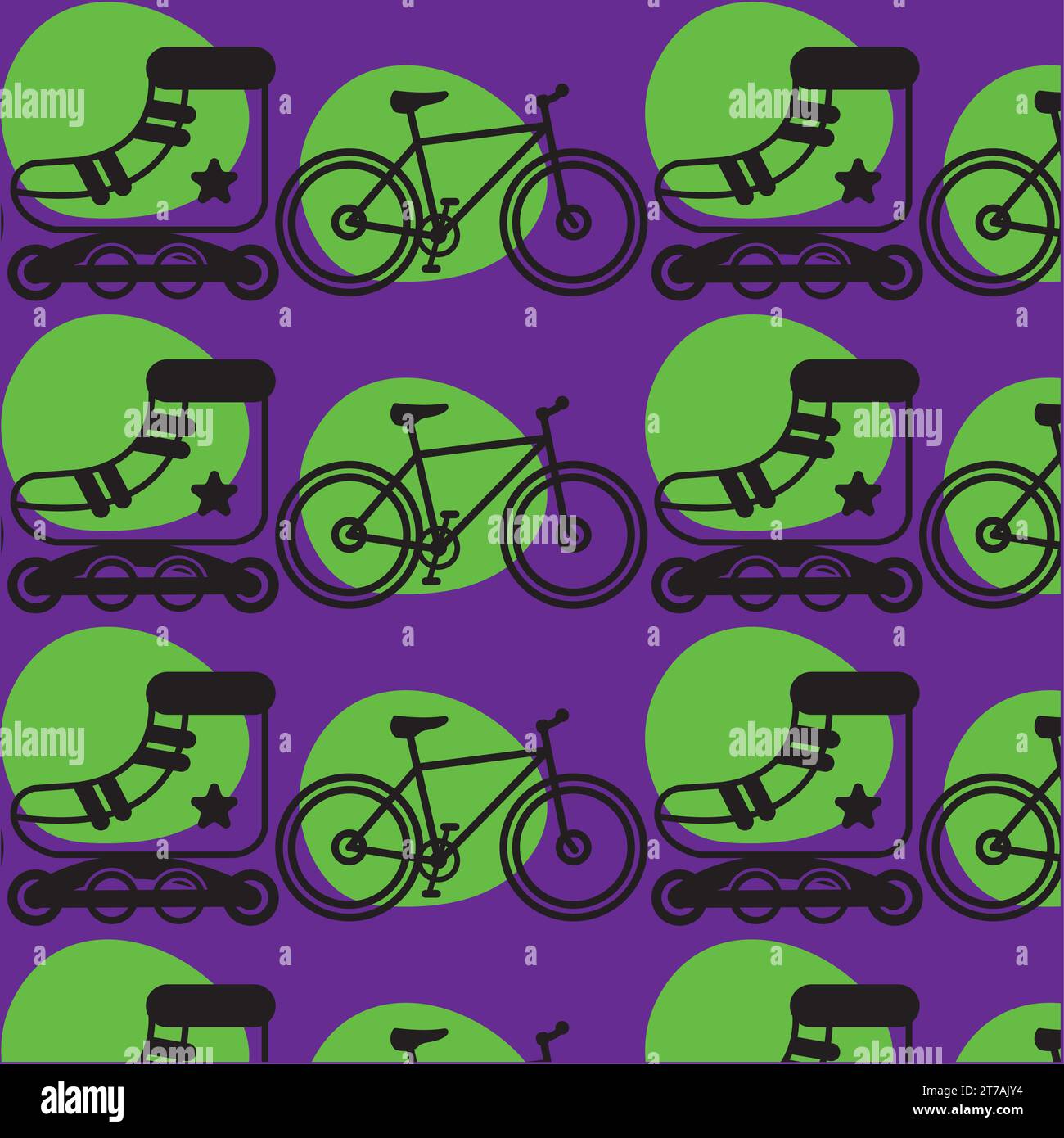 Seamless pattern background with bicycle and skate icons Vector Stock Vector
