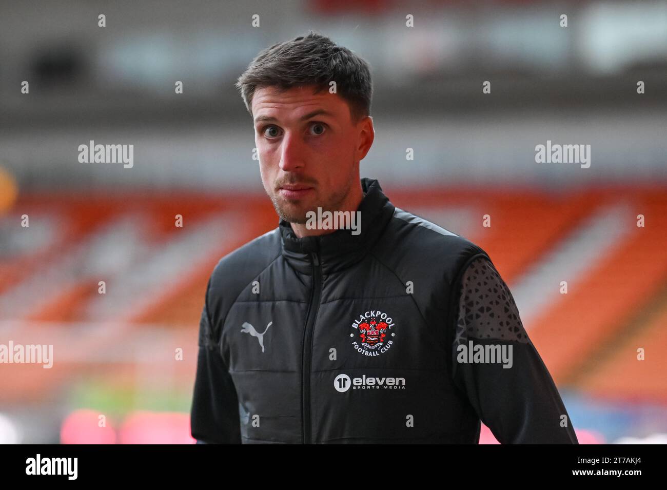 Jake Beesley 18 of Blackpool arrives ahead of the Bristol Street