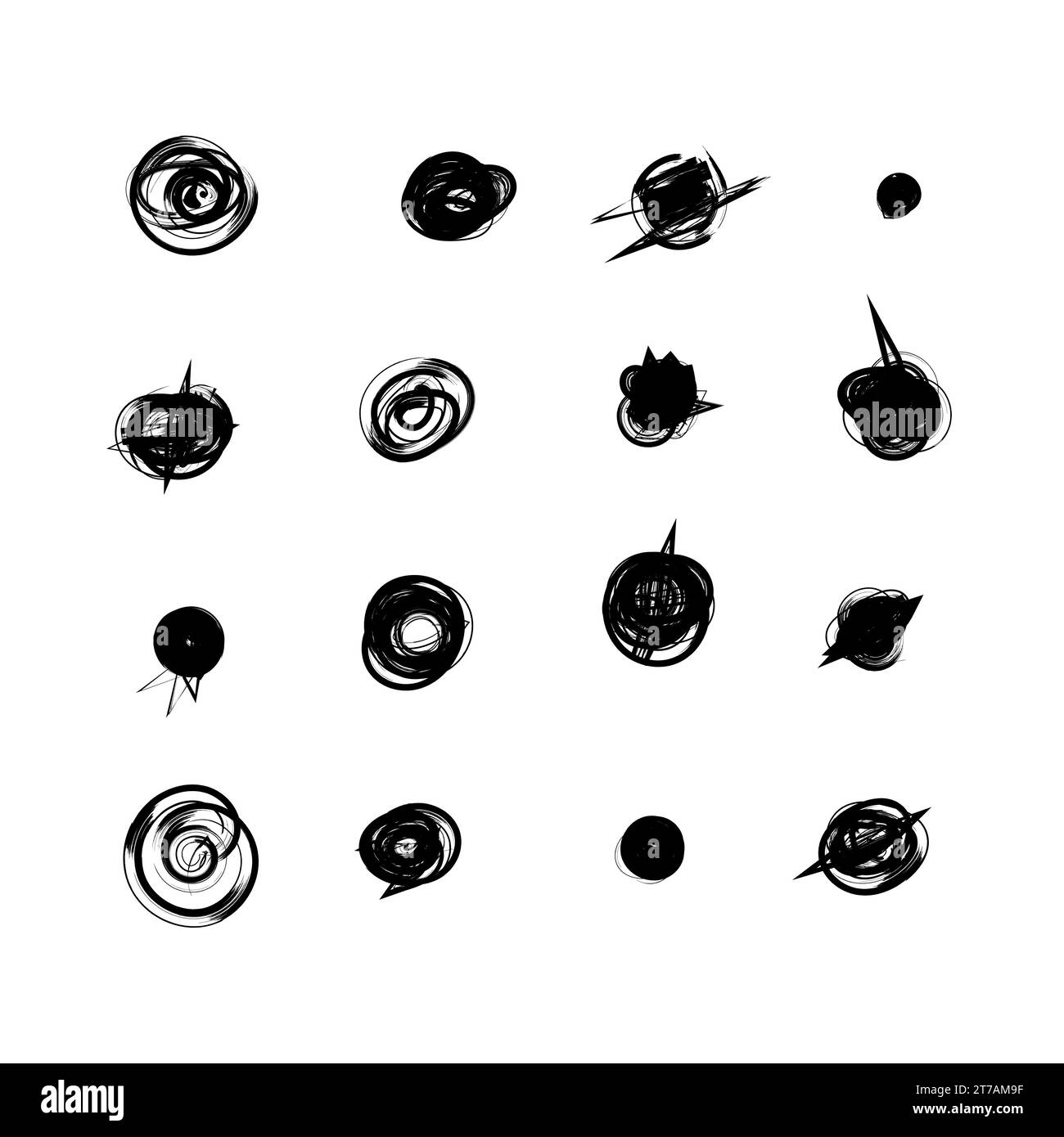 Set of hand drawn doodle circles in a grunge style. Vector illustration ...