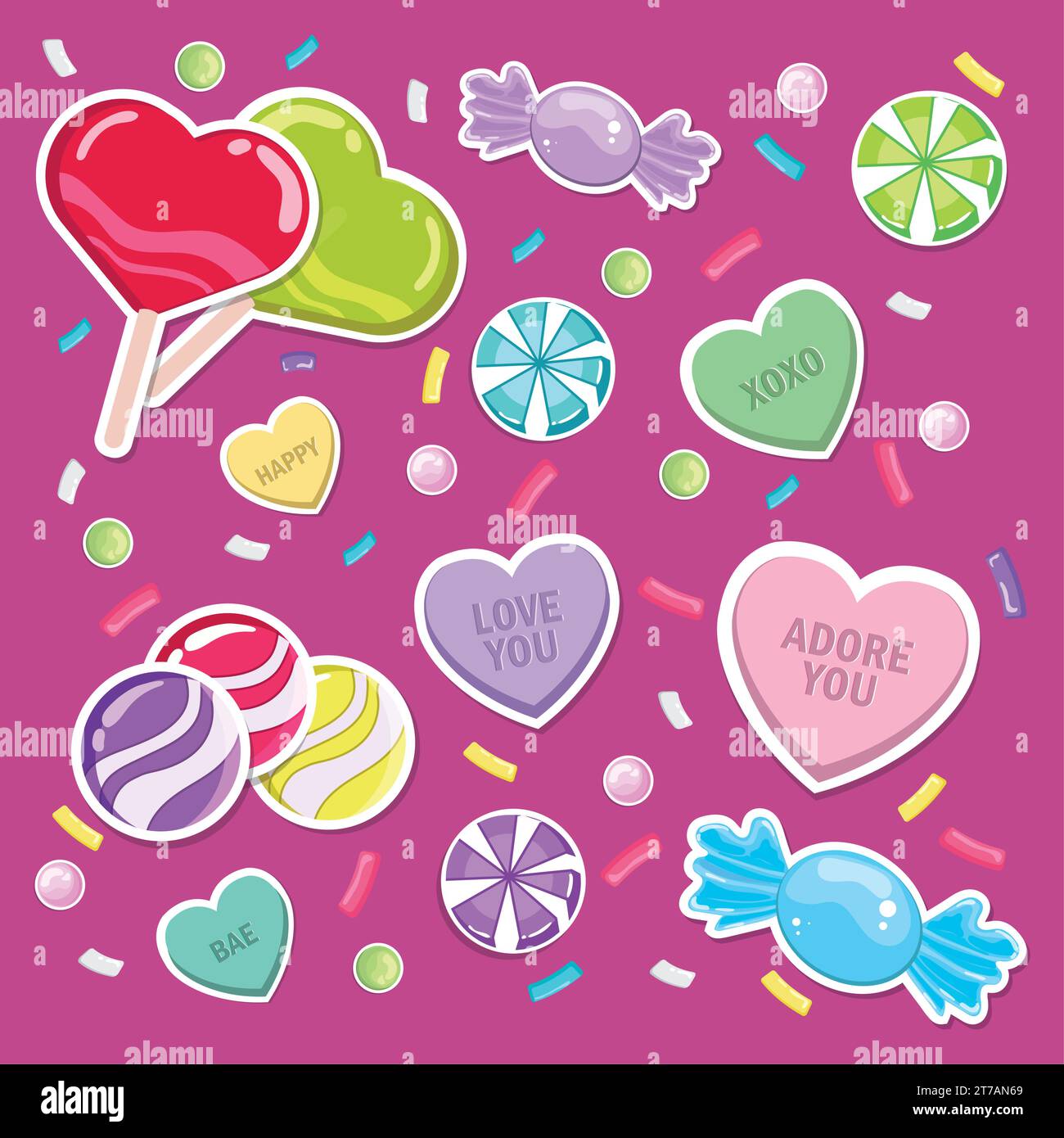 Colored pattern background with different candies Vector Stock Vector