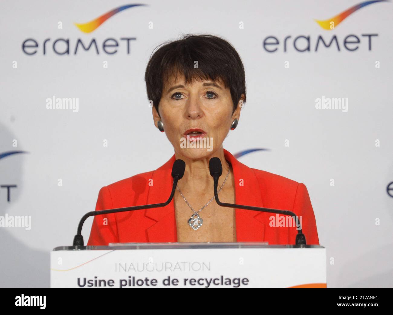 Trappes, France. 14th Nov, 2023. CEO of the Eramet Group Christel