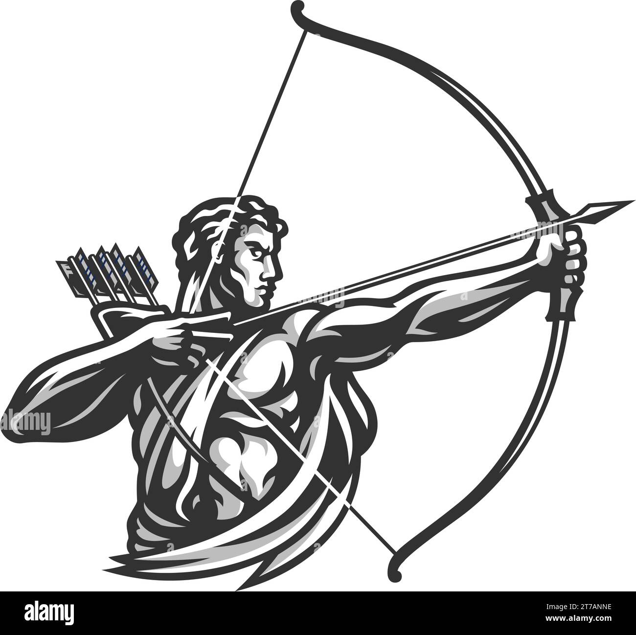 A Greek Young Archer with Bow and Arrow Stock Vector Image & Art Alamy
