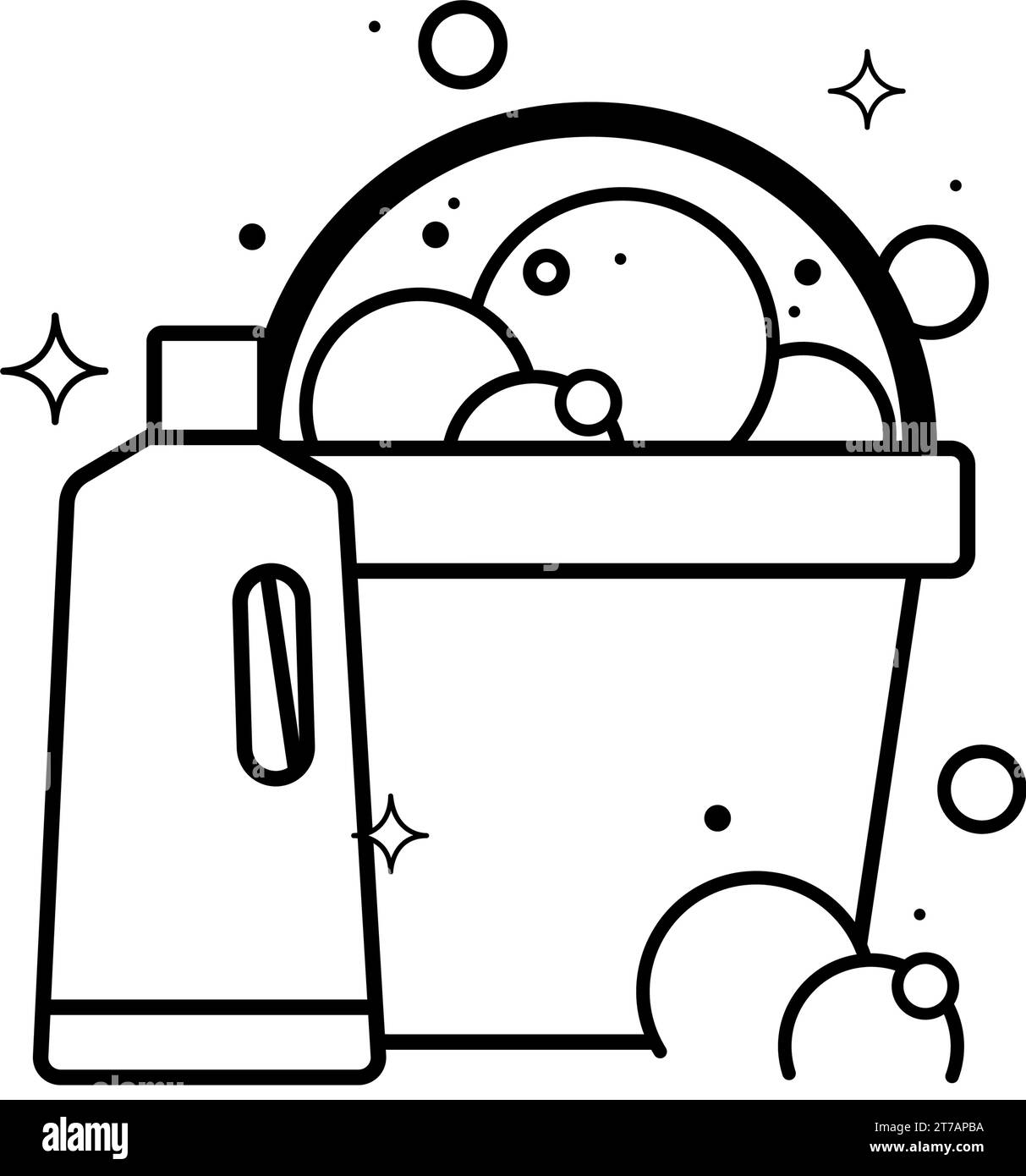 Isolated bucket with bubbles and a liquid soap bottle icon Vector Stock Vector