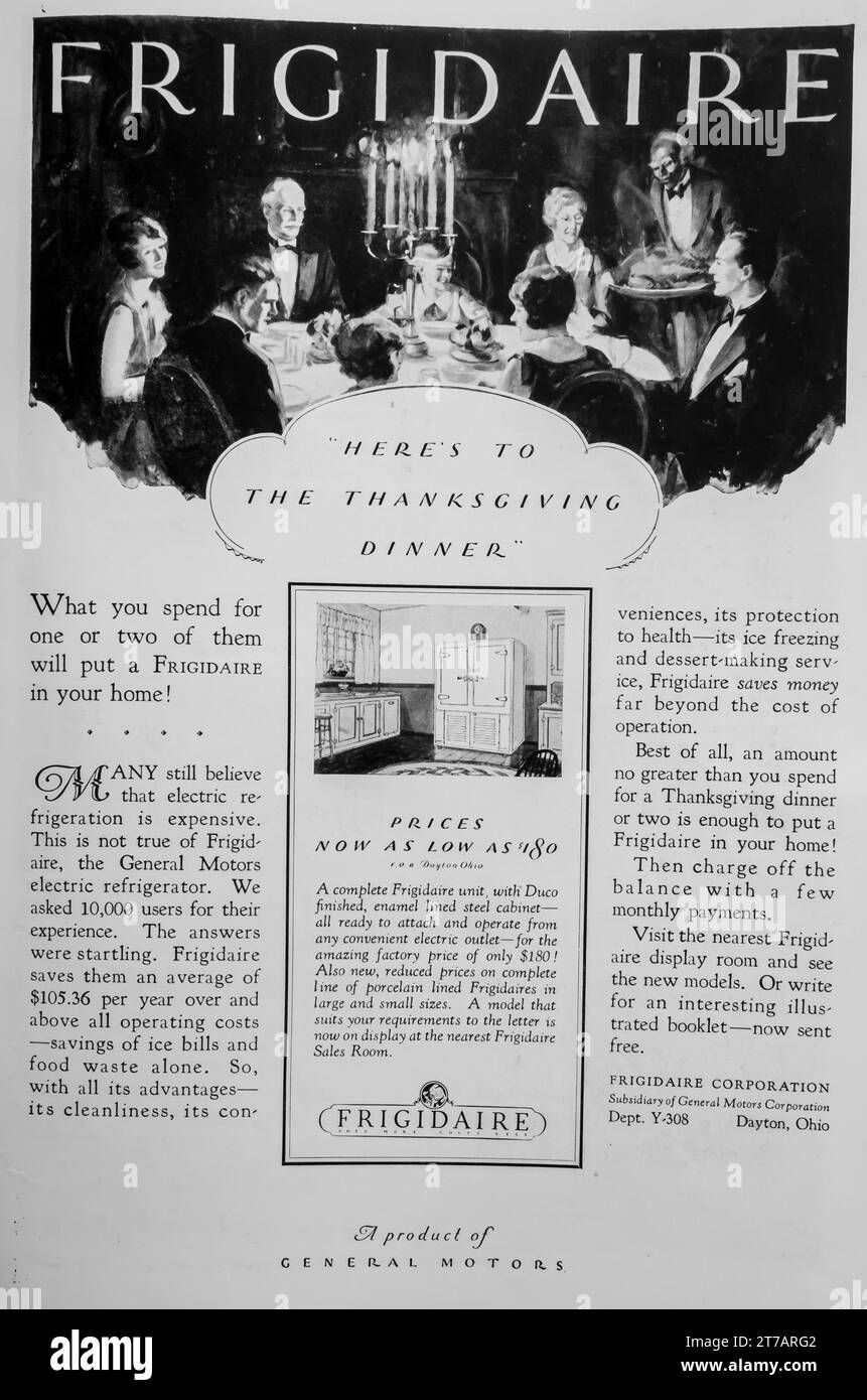 1927 Frigidaire refrigerator ad Stock Photo
