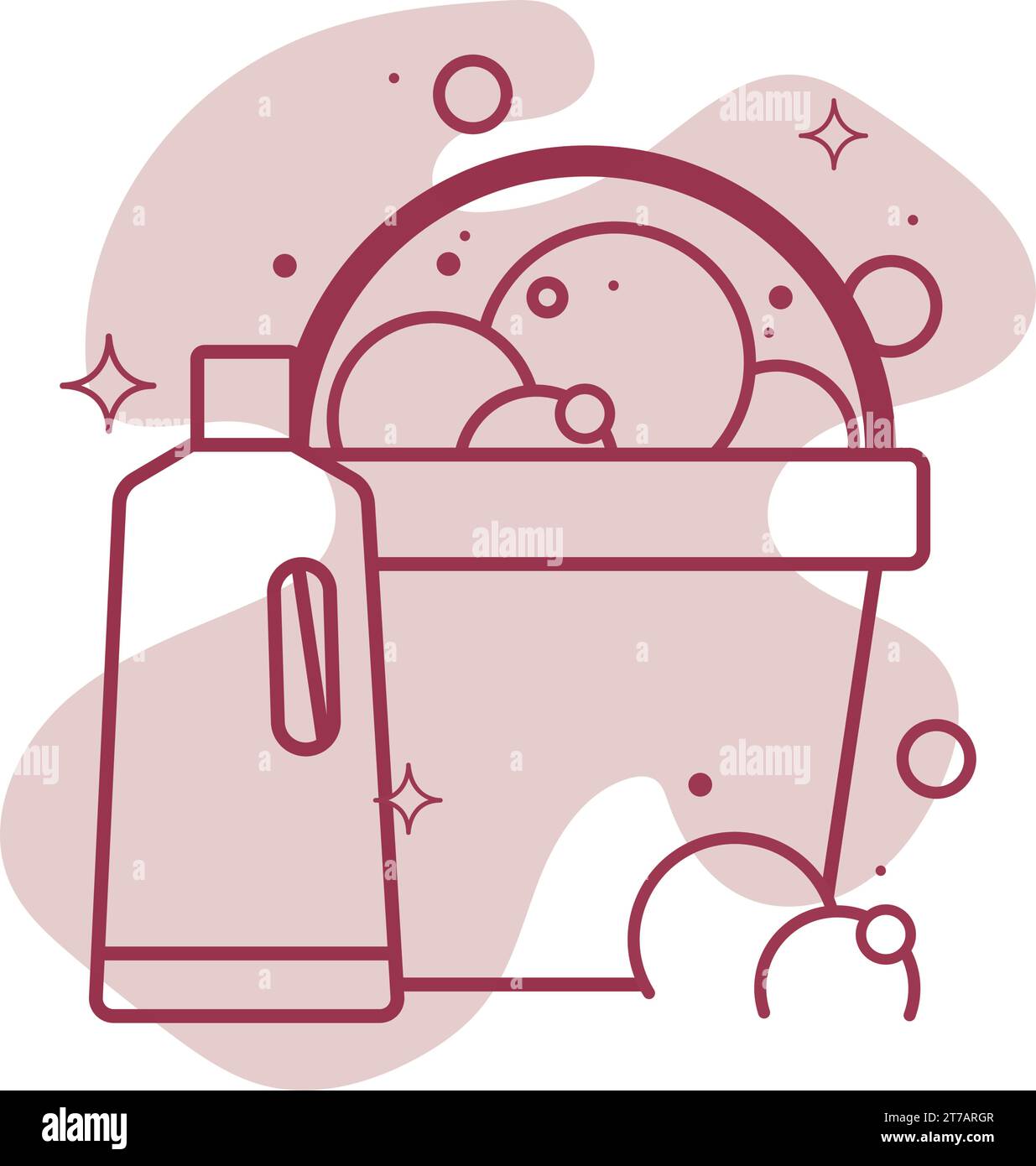 Isolated bucket with bubbles and a liquid soap bottle icon Vector Stock Vector