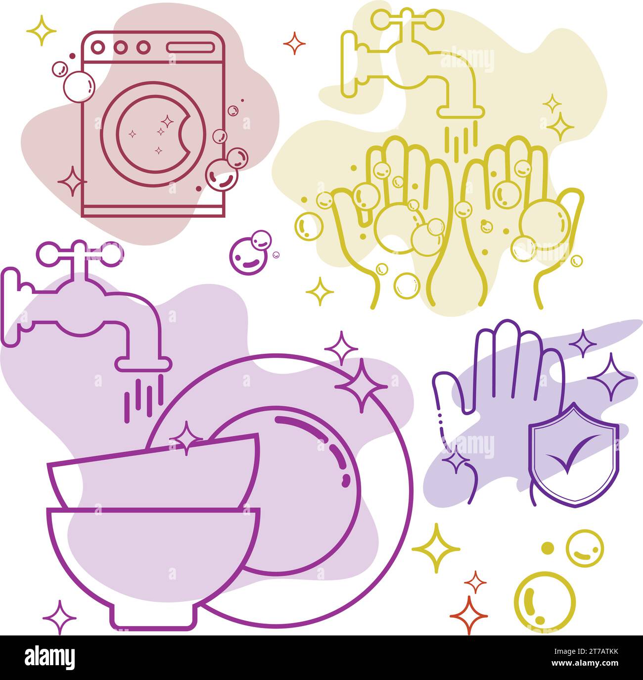 Set of colored different clean icons Vector Stock Vector Image & Art ...