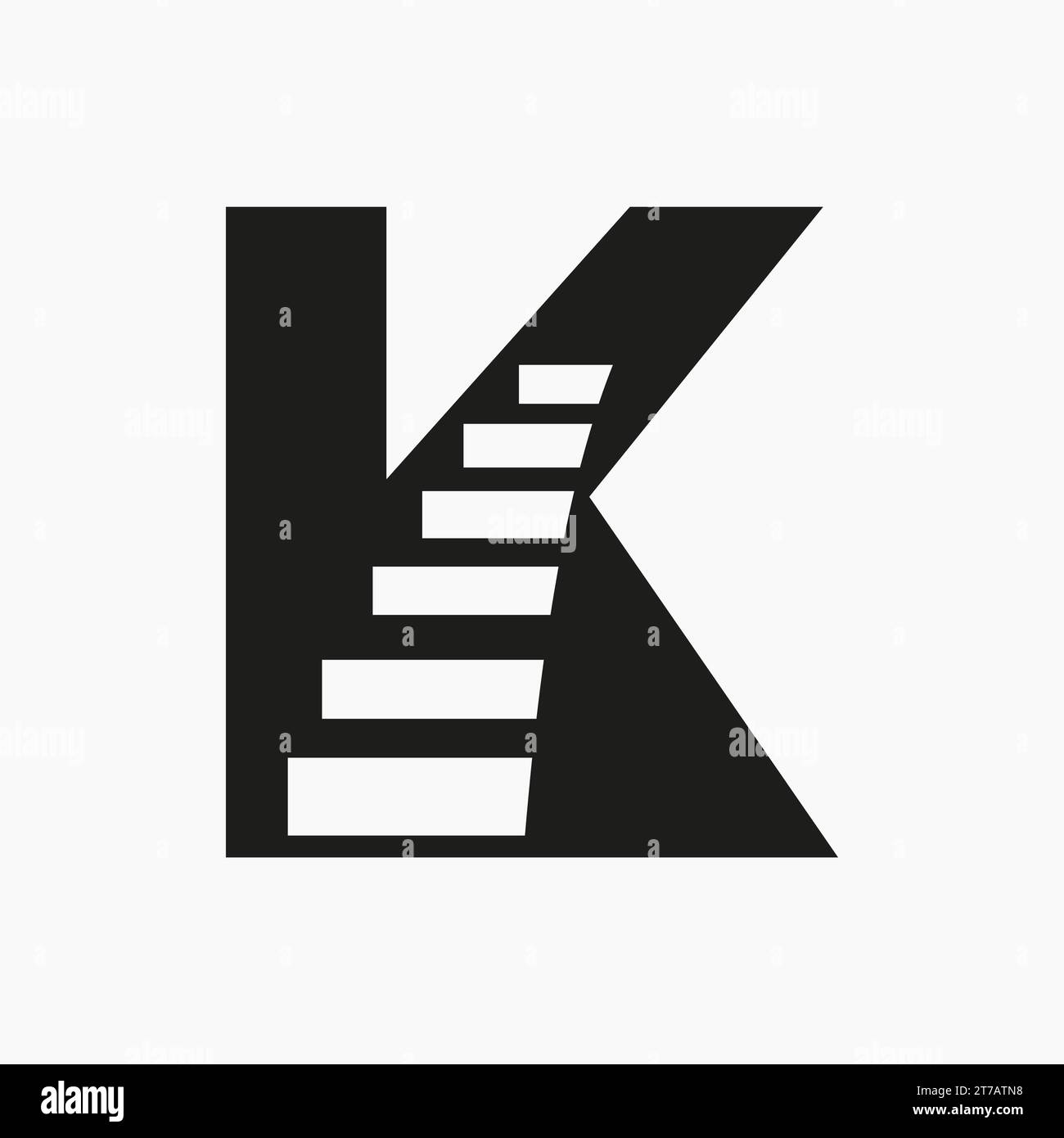 Letter K Stair Logo. Step Logo Symbol Alphabet Based Vector Template