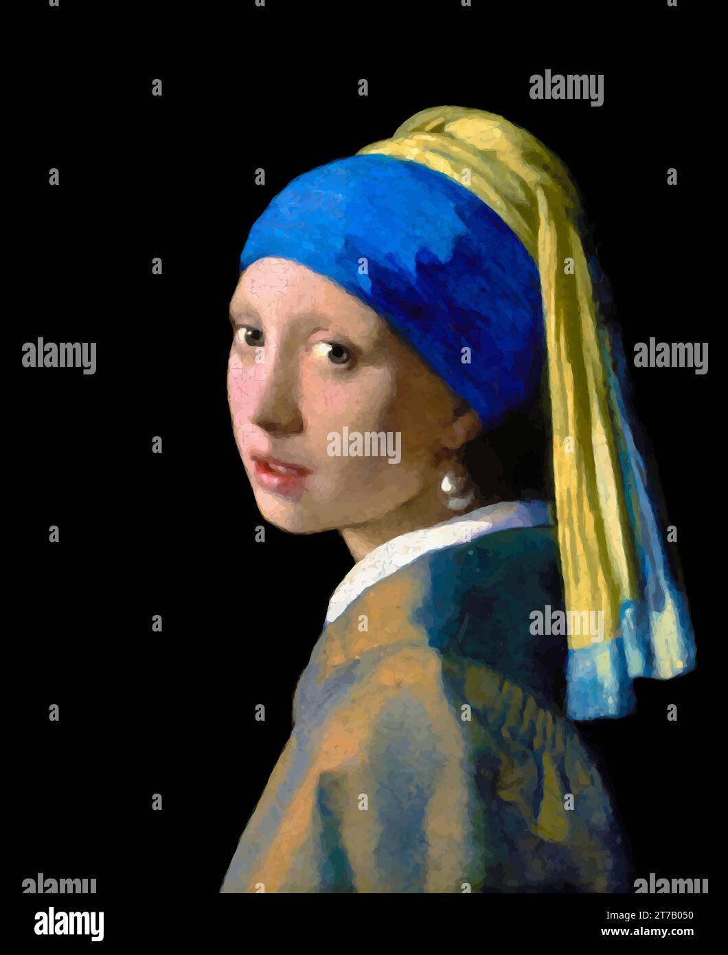 Johannes Vermeer, Girl with a Pearl Earring, portrait, c. 1665 Stock Vector