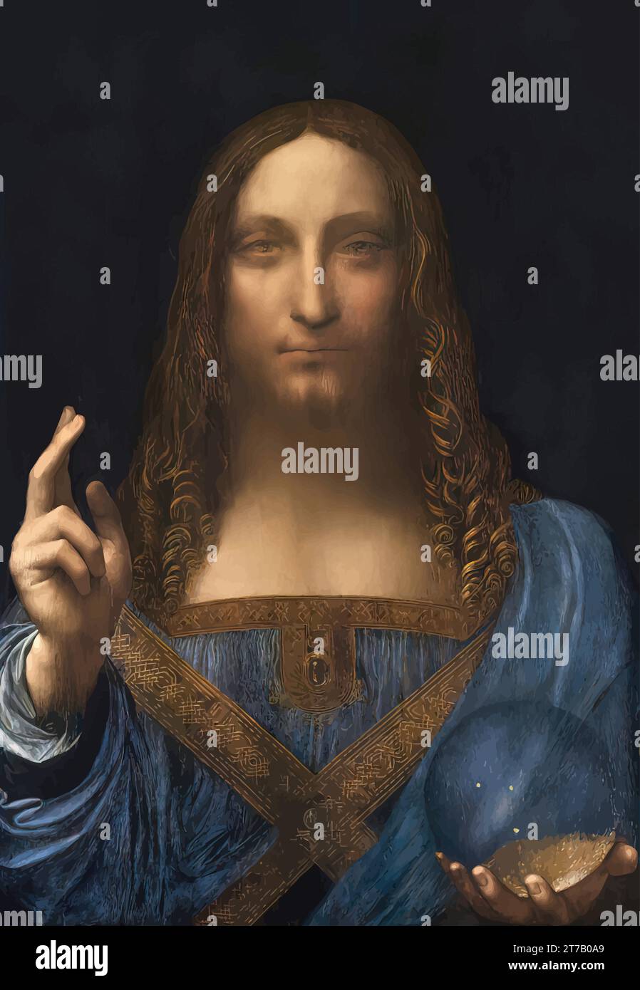 Salvator Mundi Painting by Leonardo da Vinci Stock Vector