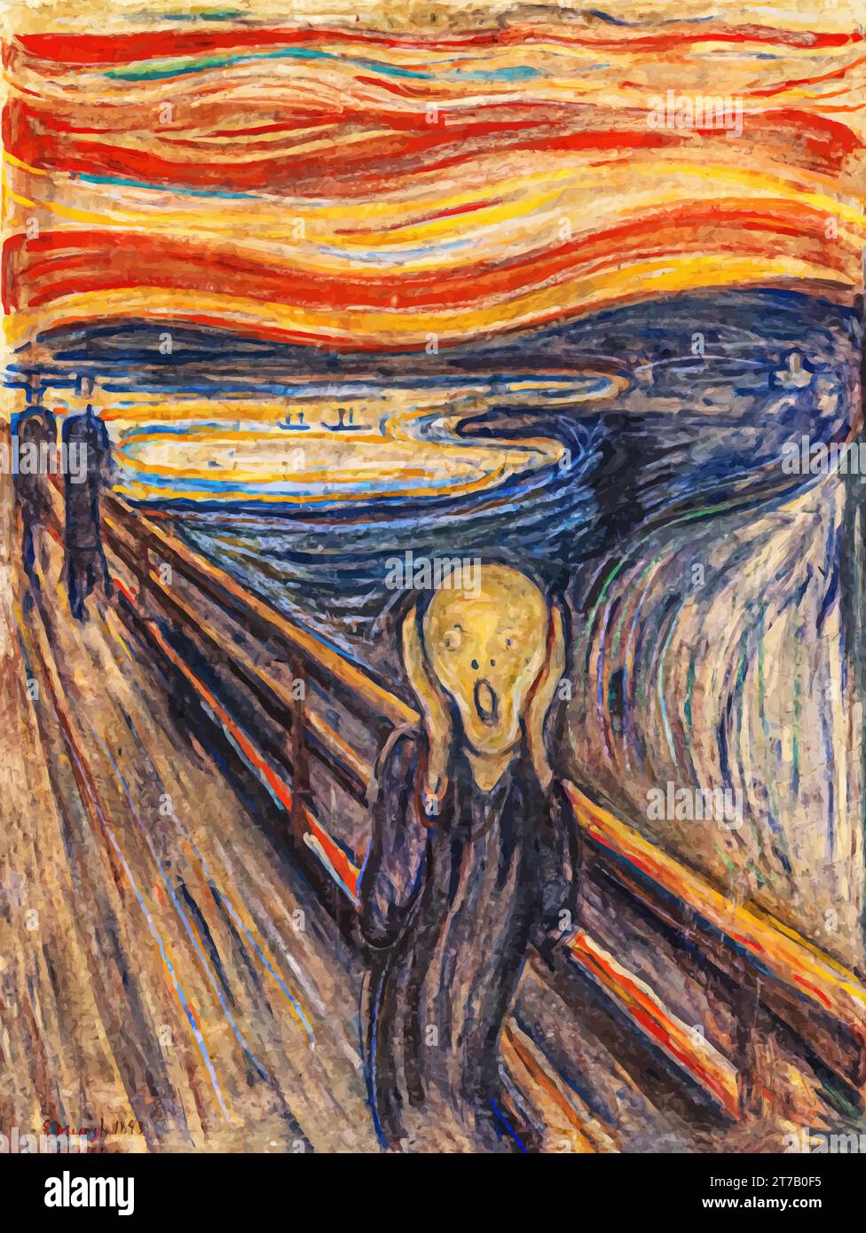 'The Scream' created by Norwegian artist Edvard Munch in 1893 Stock Vector