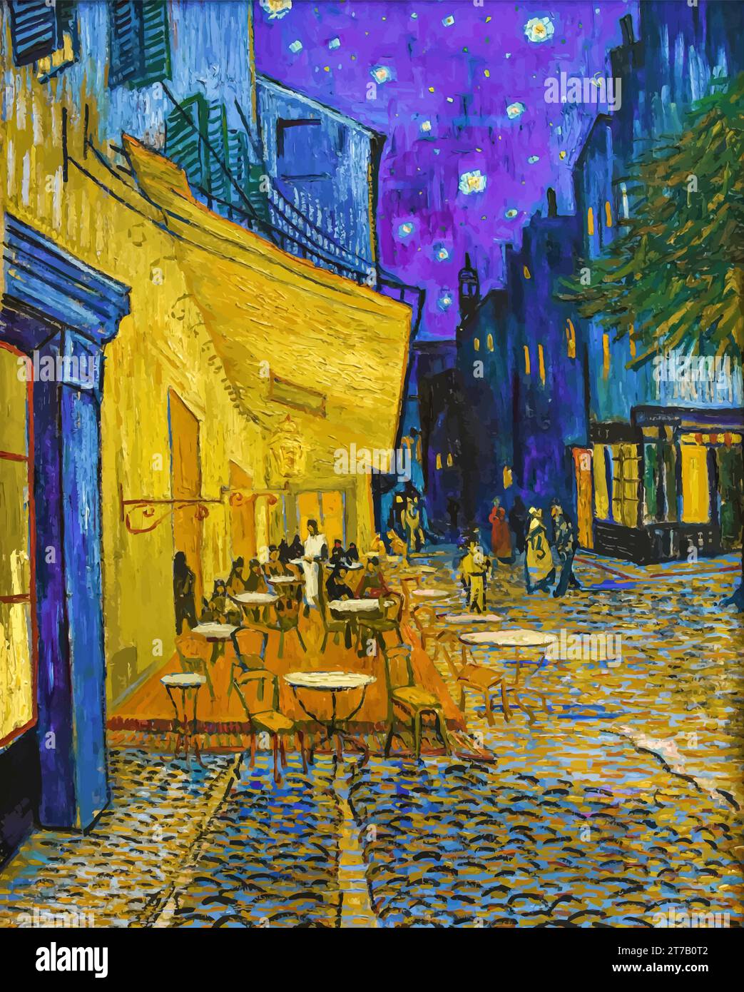 'Café Terrace at Night' Painting by Vincent van Gogh 1888 Stock Vector