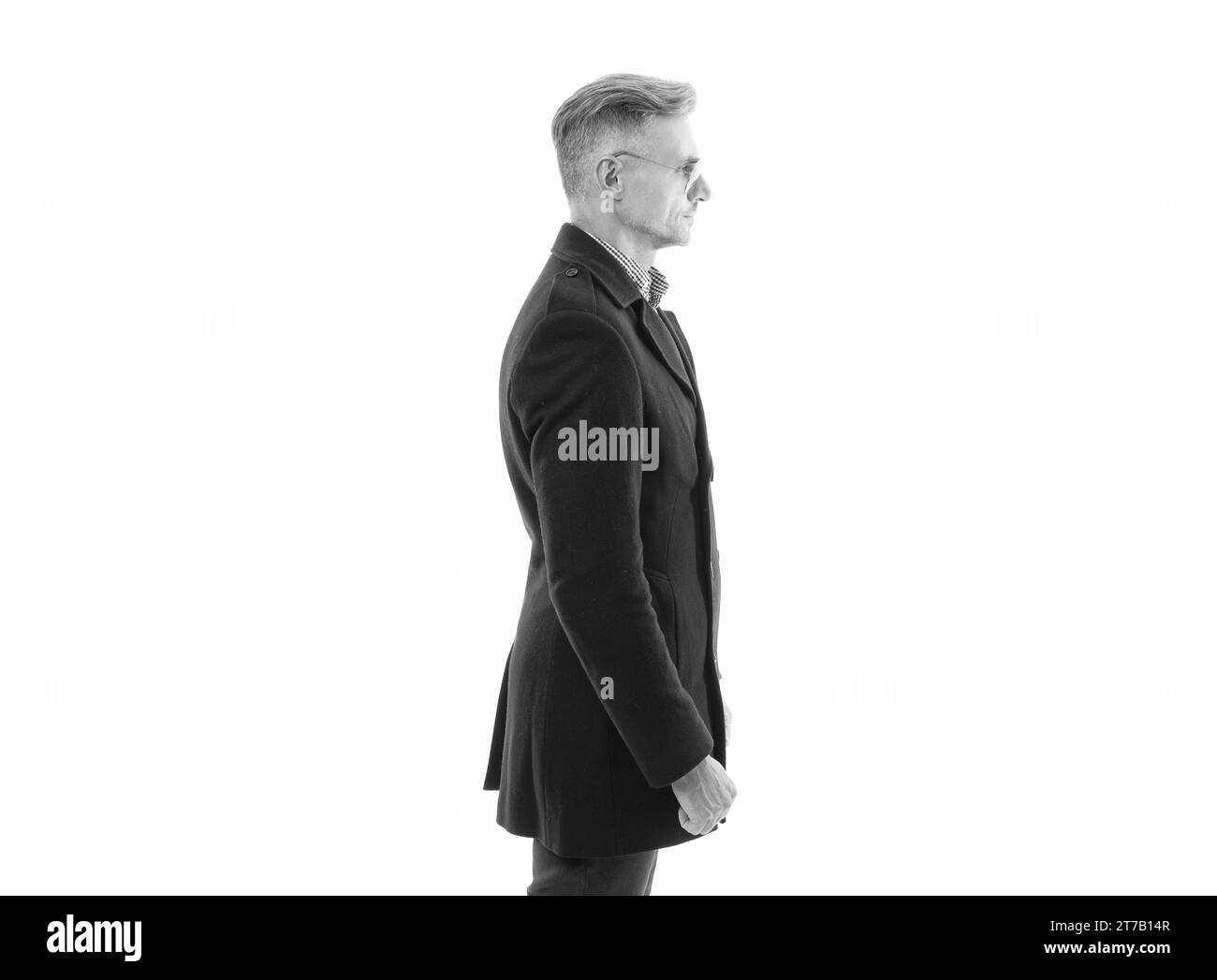 Image showcasing side view of good looking mature guy with menswear. mature guy in ...
