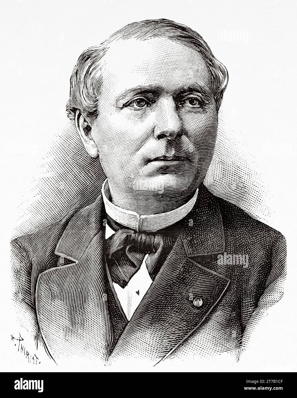 Portrait of Jules Auguste Beclard (1817 - 1887) was a French physiologist born in Paris, France. Old illustration from La Nature 1887 Stock Photo