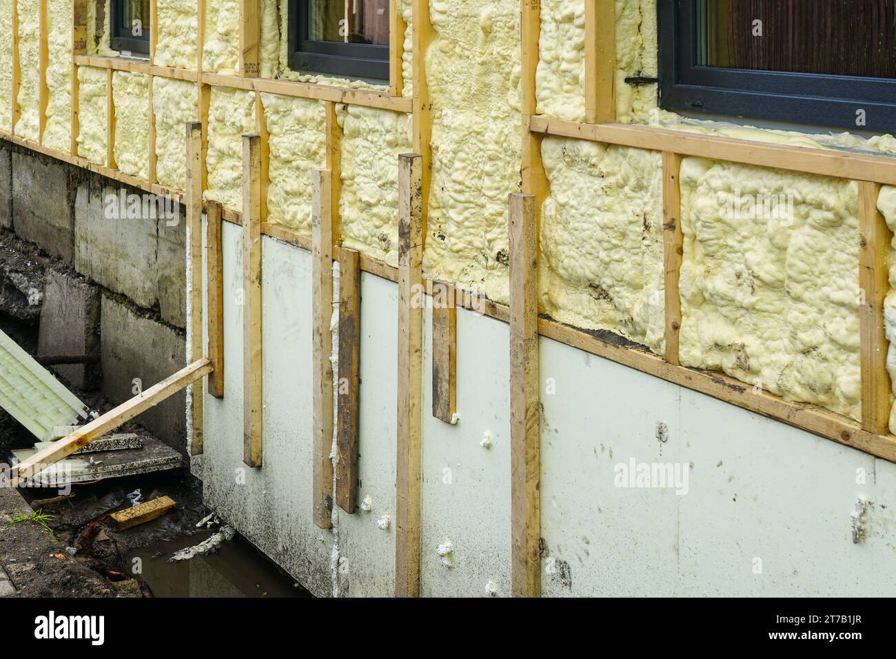 Thermal insulation of the concrete foundation of the residential house