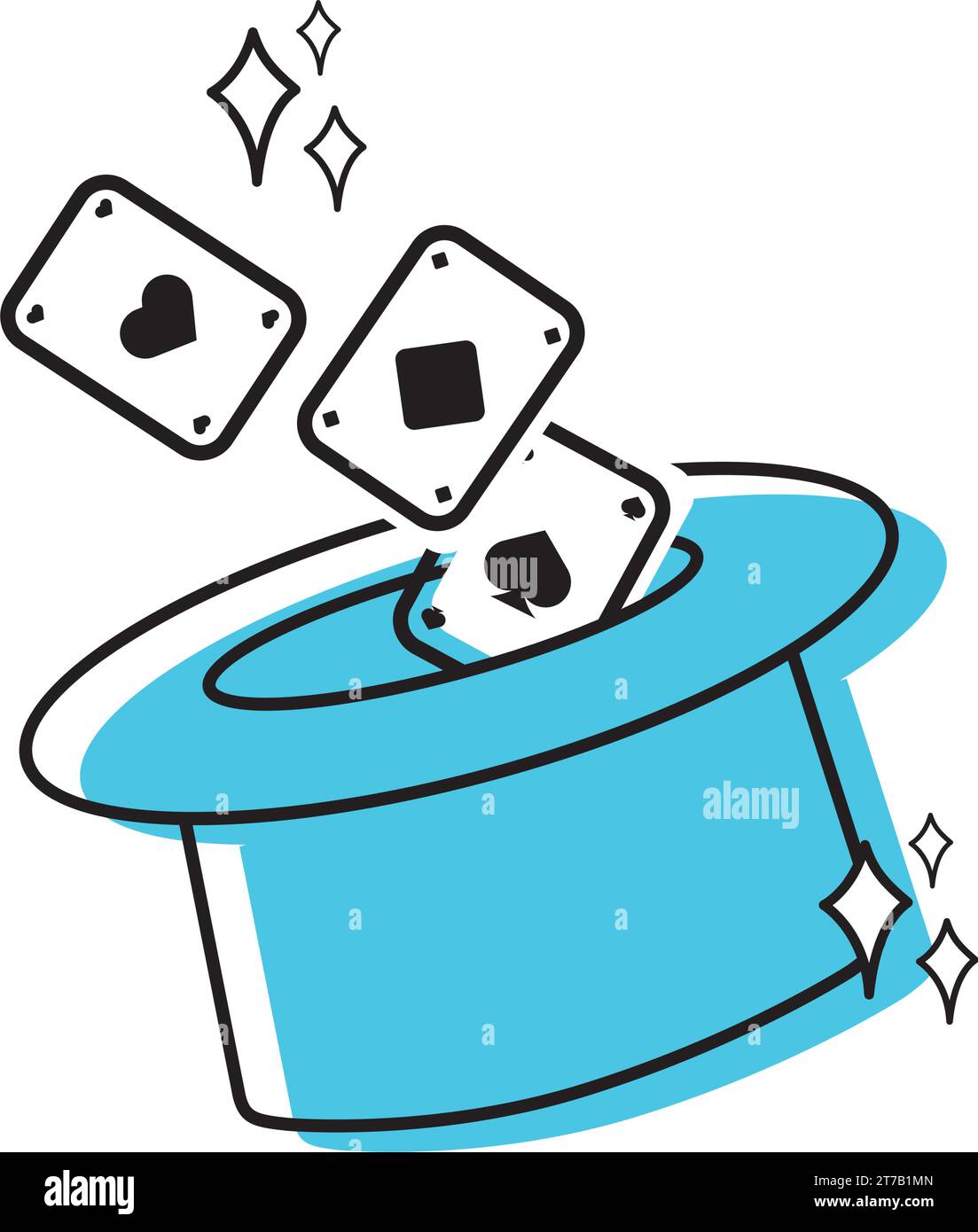 Isolated colored magician hat with cards magic icon Vector Stock Vector ...
