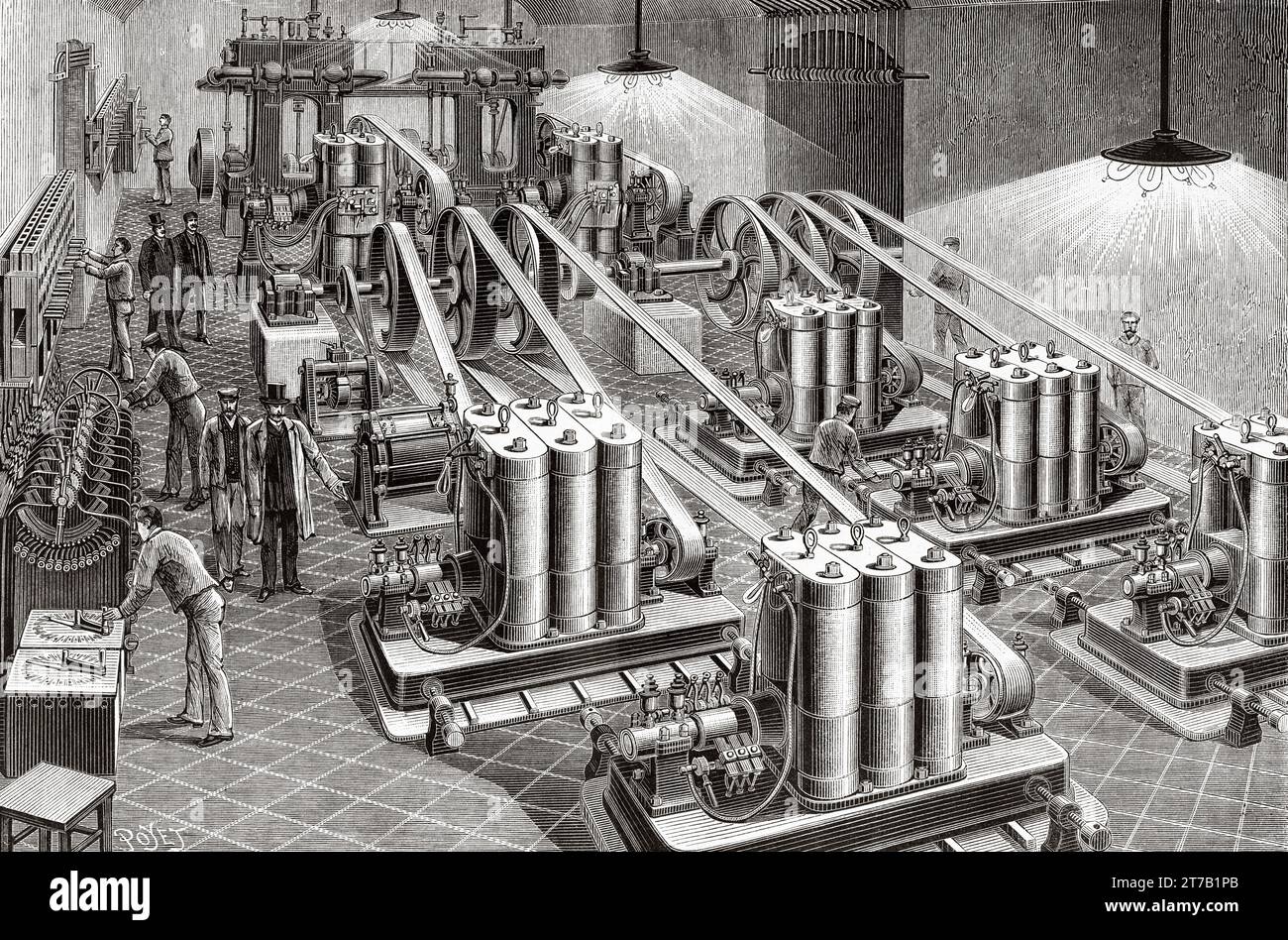 Edison dynamos generators of 500 and 1000 lamps installed in the caves ...