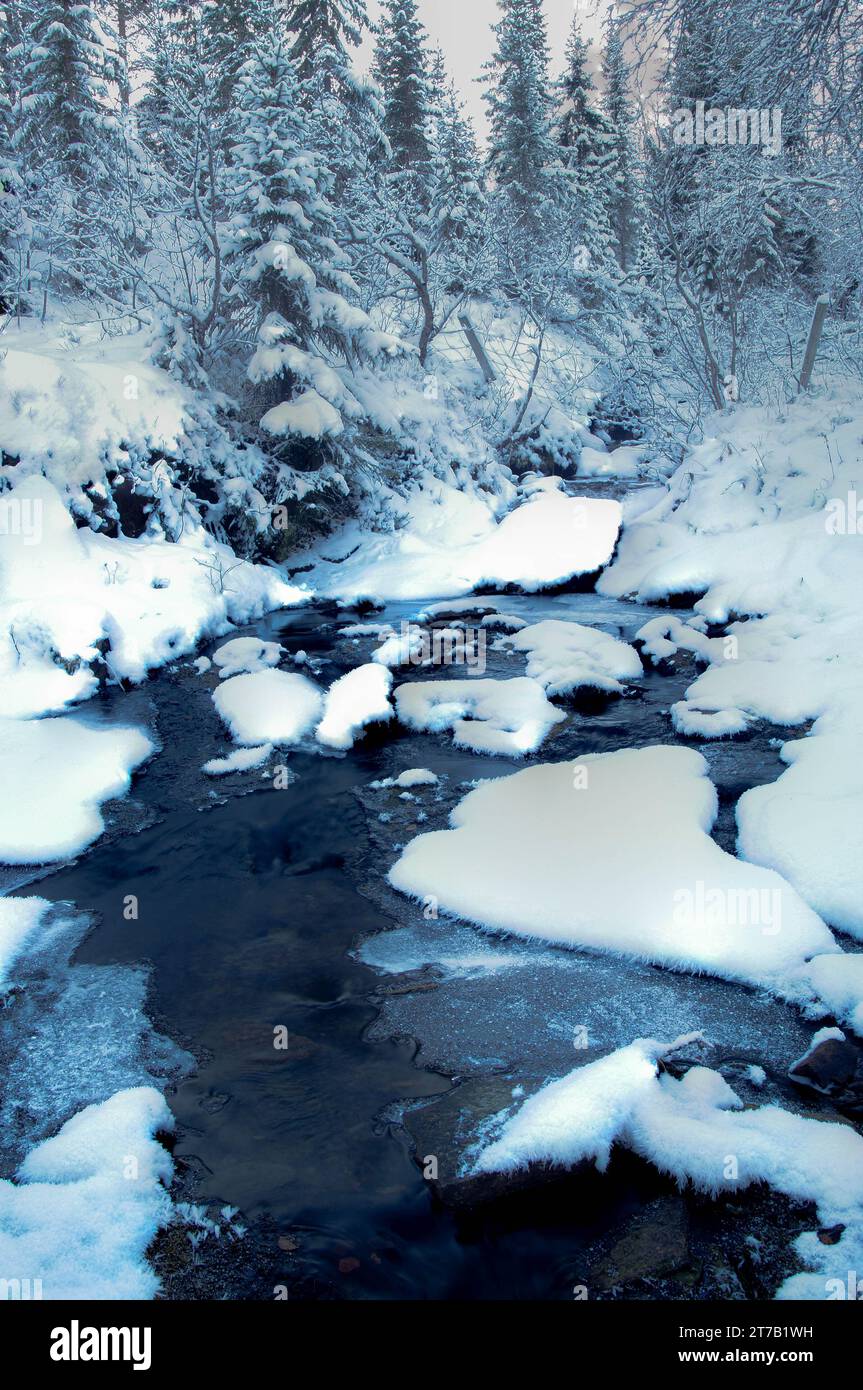 Winter river in Tromsø Stock Photo