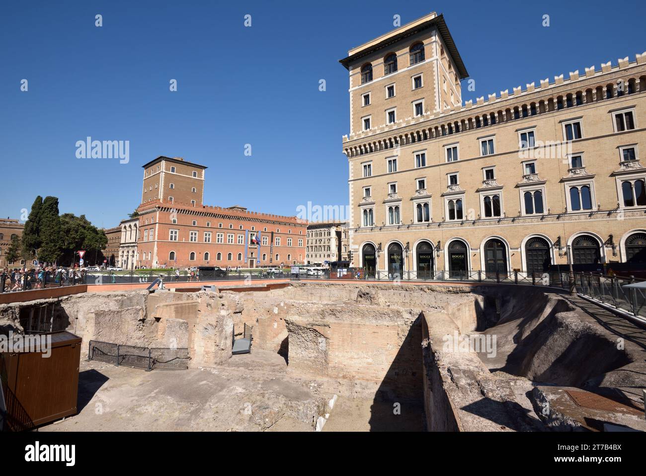 Italy, Rome, Piazza Venezia, ruins of the Hadrian's Auditoria Stock Photo