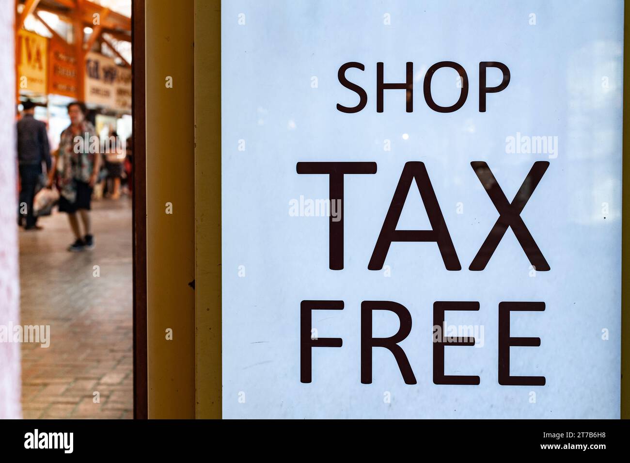 Dubai, United Arab Emirates. June 29th 2019 Tax Free Shopping Sign in