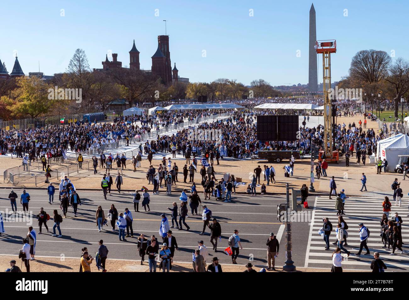 People attend the March for Israel rally Tuesday, Nov. 14, 2023, on the ...