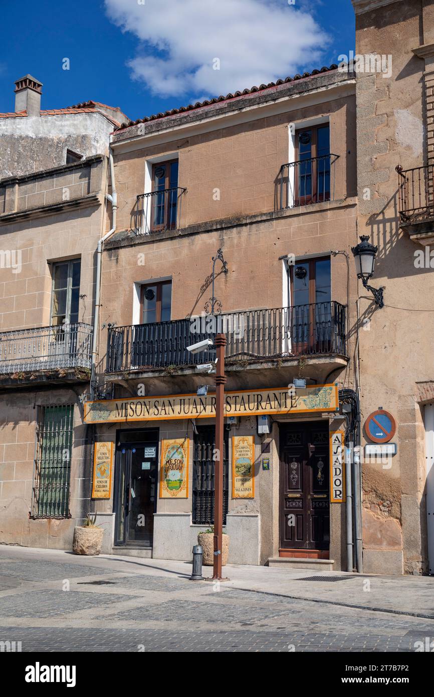 Europe, Spain, Extremadura, Cáceres, 'Mesón San Juan Restaurante' near Plaza de San Juan Stock Photo