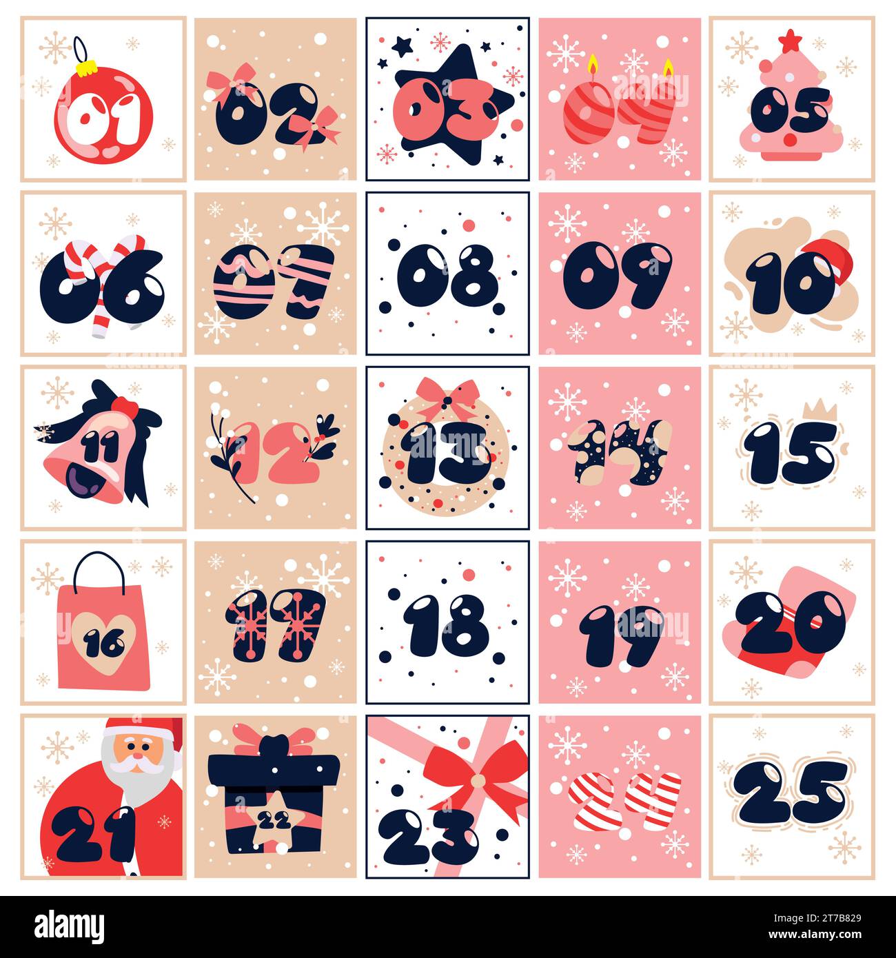 Pastry colored christmas advent calendar with presents Vector Stock Vector  Image & Art - Alamy