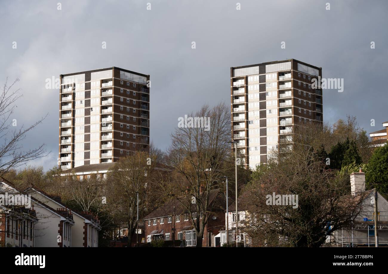 Tower blocks on the Chapel Street Estate, Brierley Hill, West Midlands