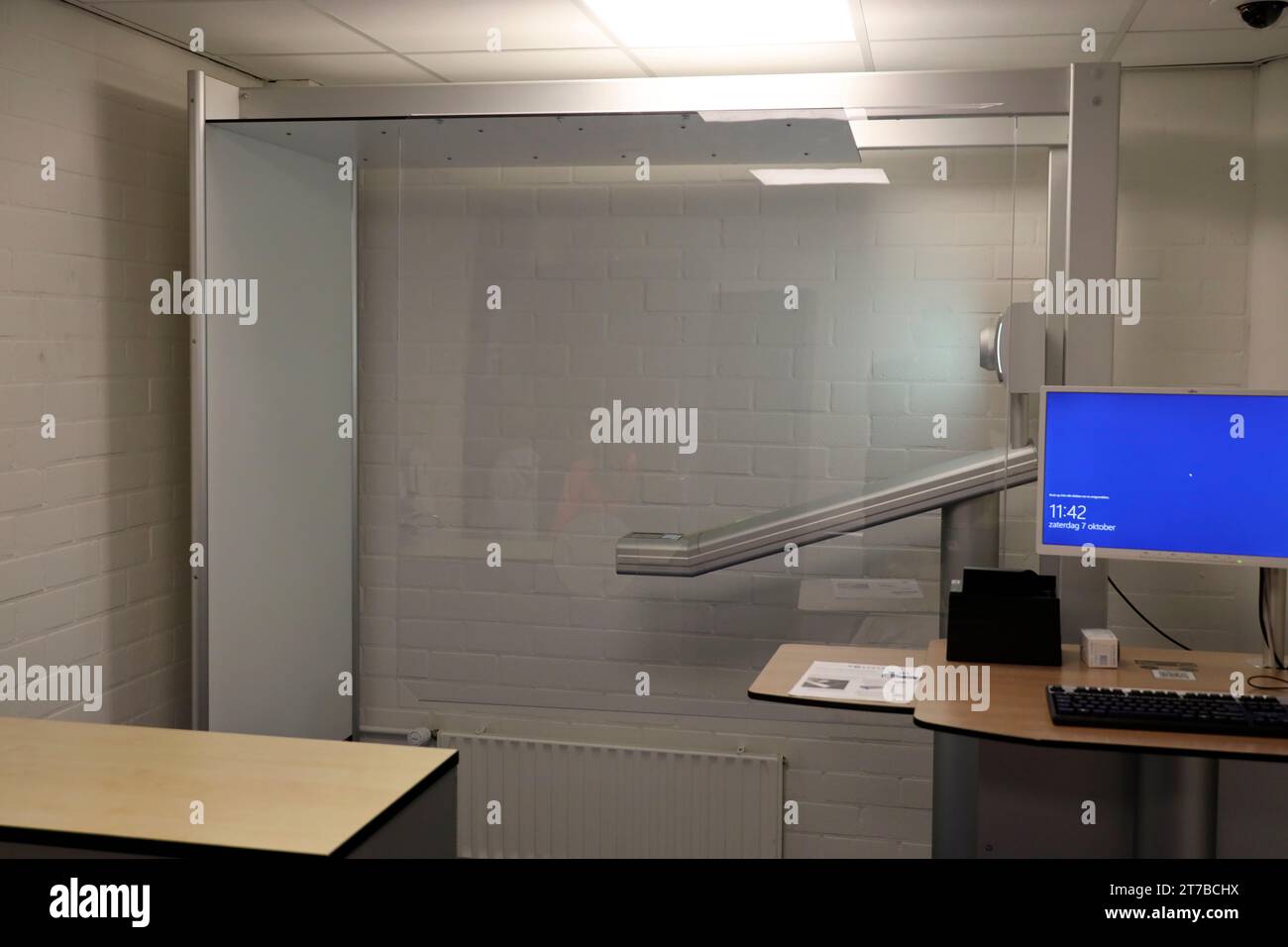 Special cell at police station for fingerprinting in Waddinxveen the