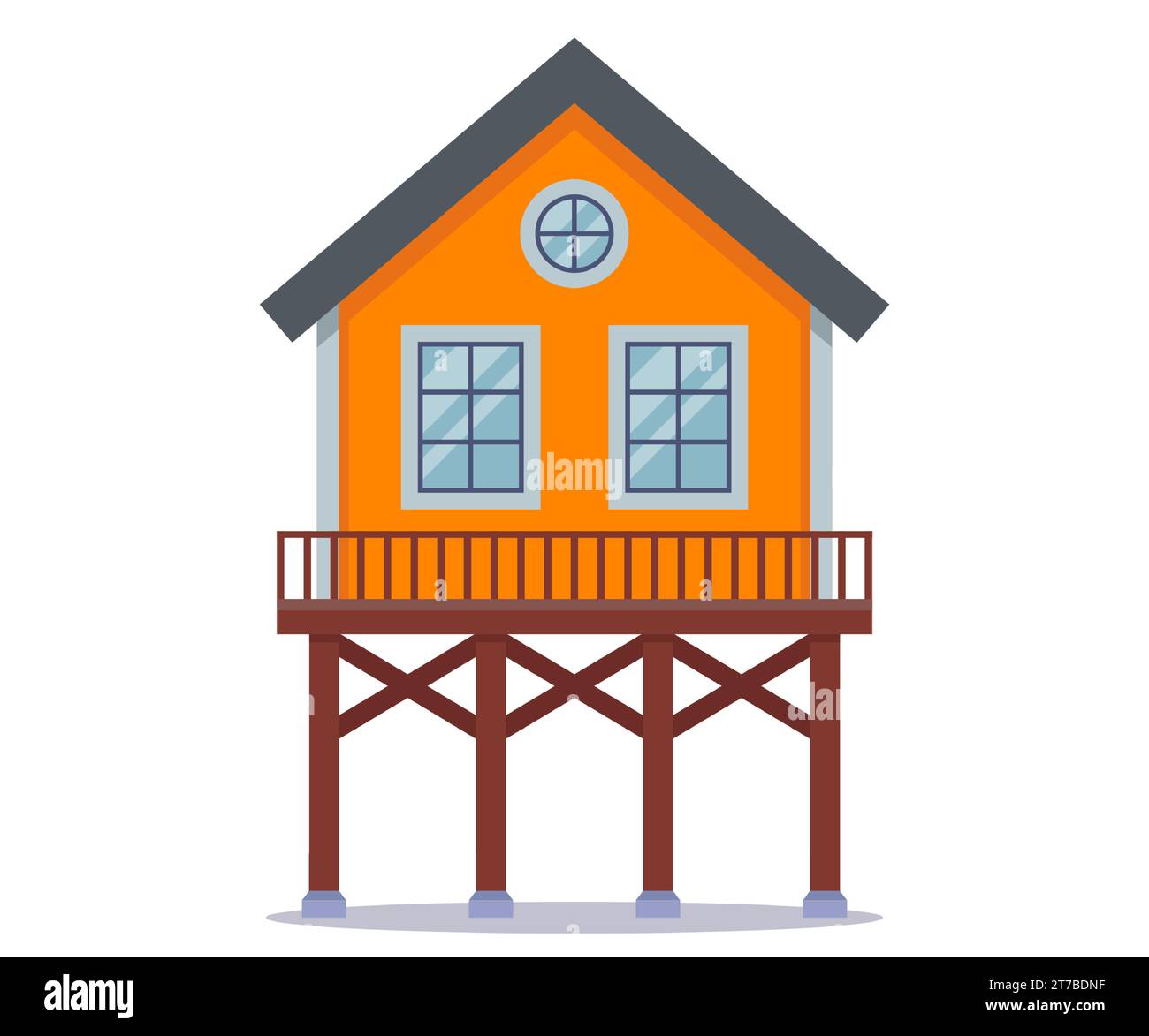 house on stilts above ground. flat vector illustration Stock Vector