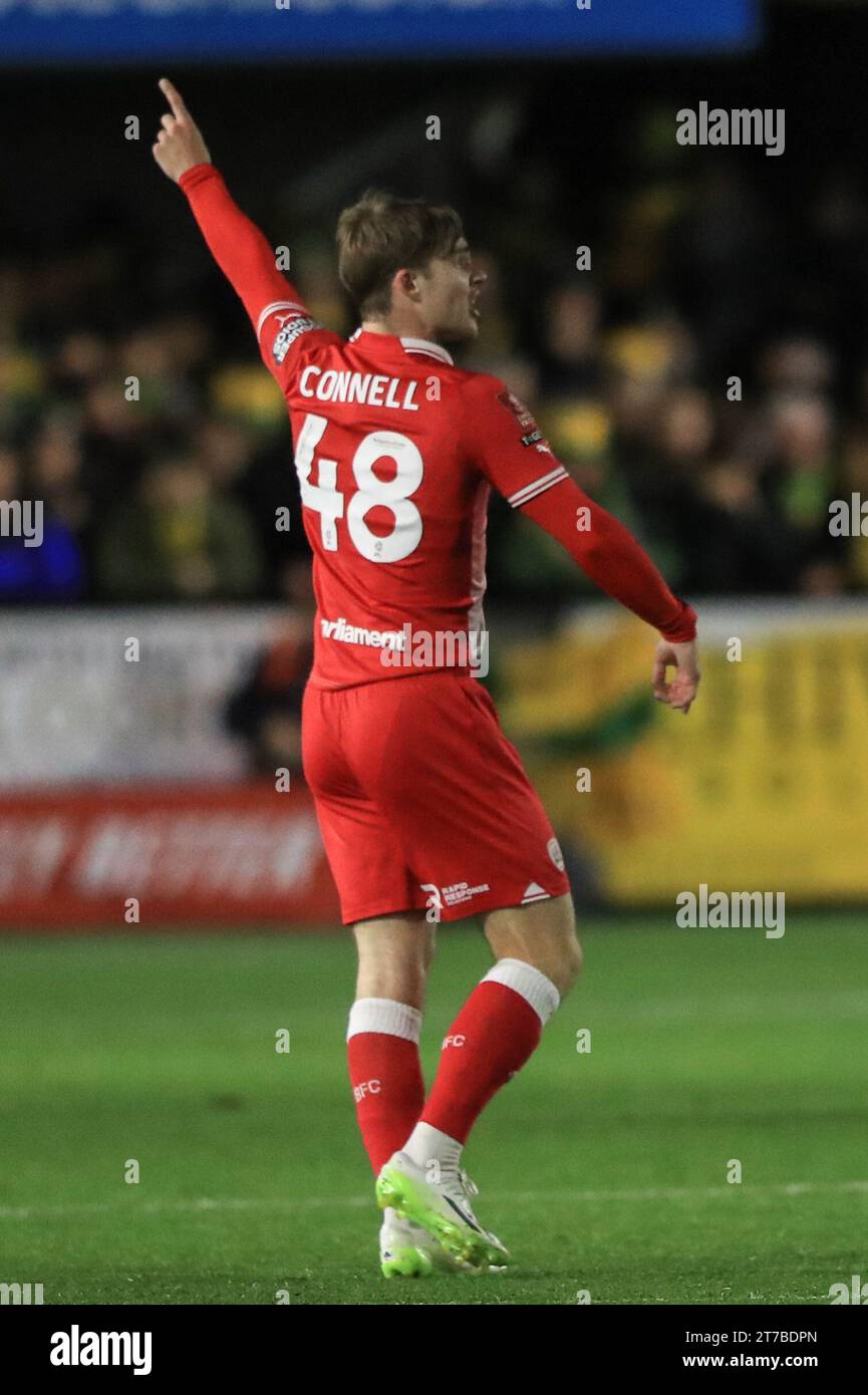 Luca Connell #48 of Barnsley gives his team instructions during the Emirates FA Cup match Horsham FC vs Barnsley at The Camping World Community Stadium, Horsham, United Kingdom, 14th November 2023  (Photo by Alfie Cosgrove/News Images) Stock Photo