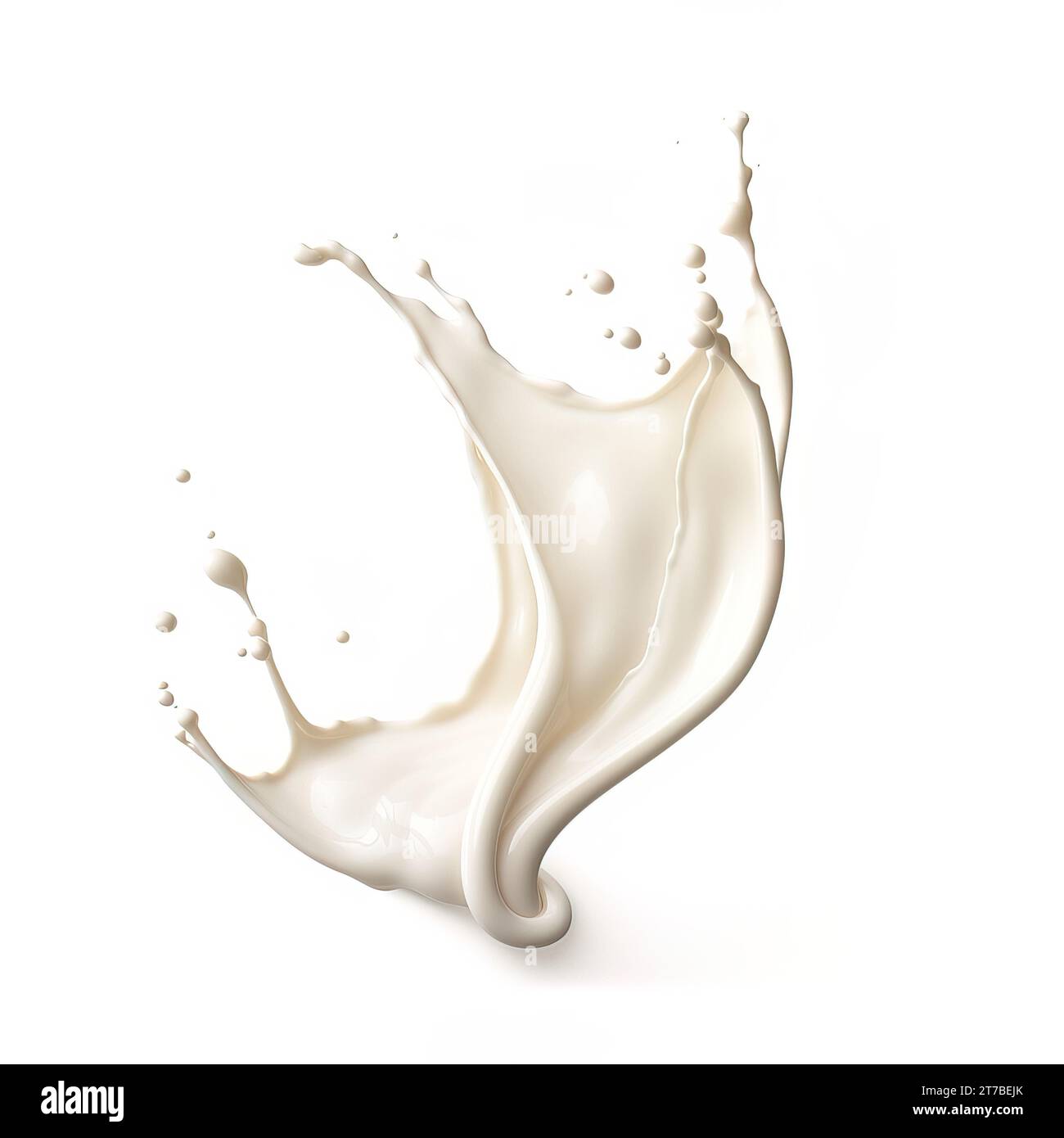 Elegant splash of milk or cream captured in mid-air, isolated on a ...