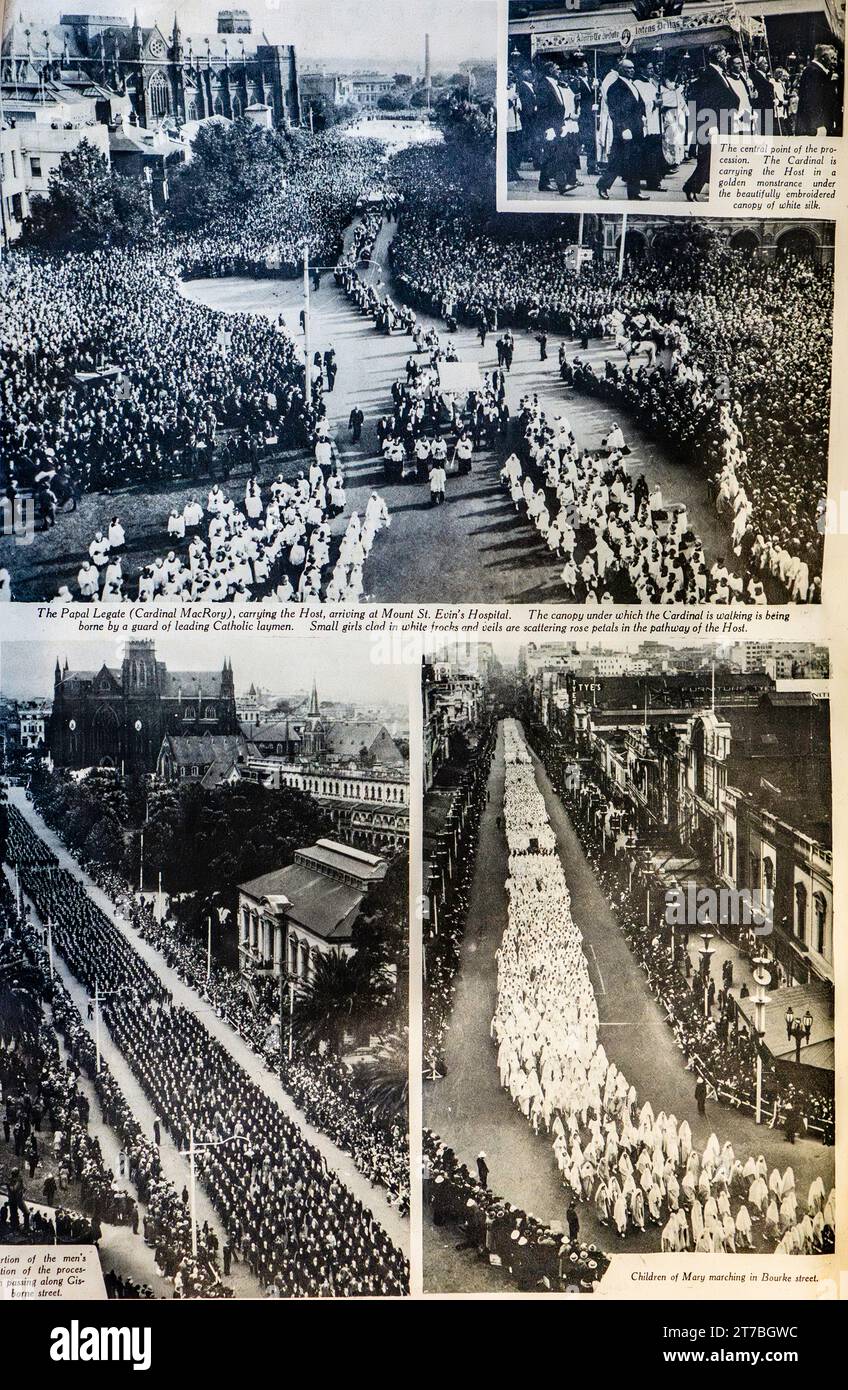 Images from the final day of the 1934 Eucharistic Congress in Melbourne, Australia. Stock Photo
