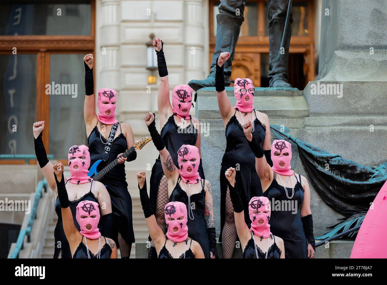 INDIANAPOLIS, INDIANA - NOVEMBER 14: Russian activist group Pussy Riot