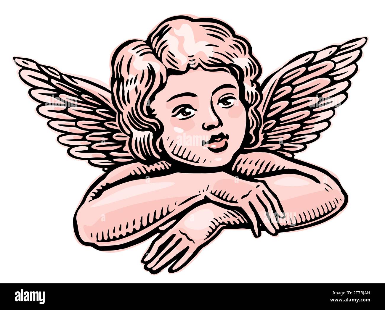 Cute angel baby with wings. Heavenly child, vector illustration Stock Vector