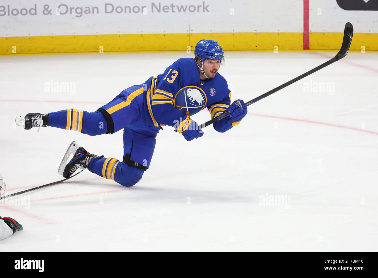 Buffalo Sabres right wing Lukas Rousek (13) is tripped during the third ...