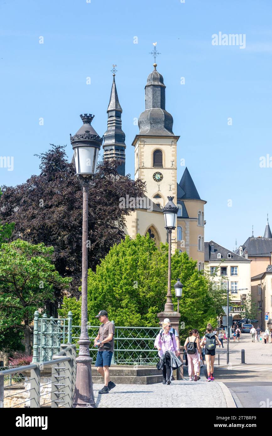 Michaelskirche from Mount de Clausen, Ville Haute , City of Luxembourg, Luxembourg Stock Photo