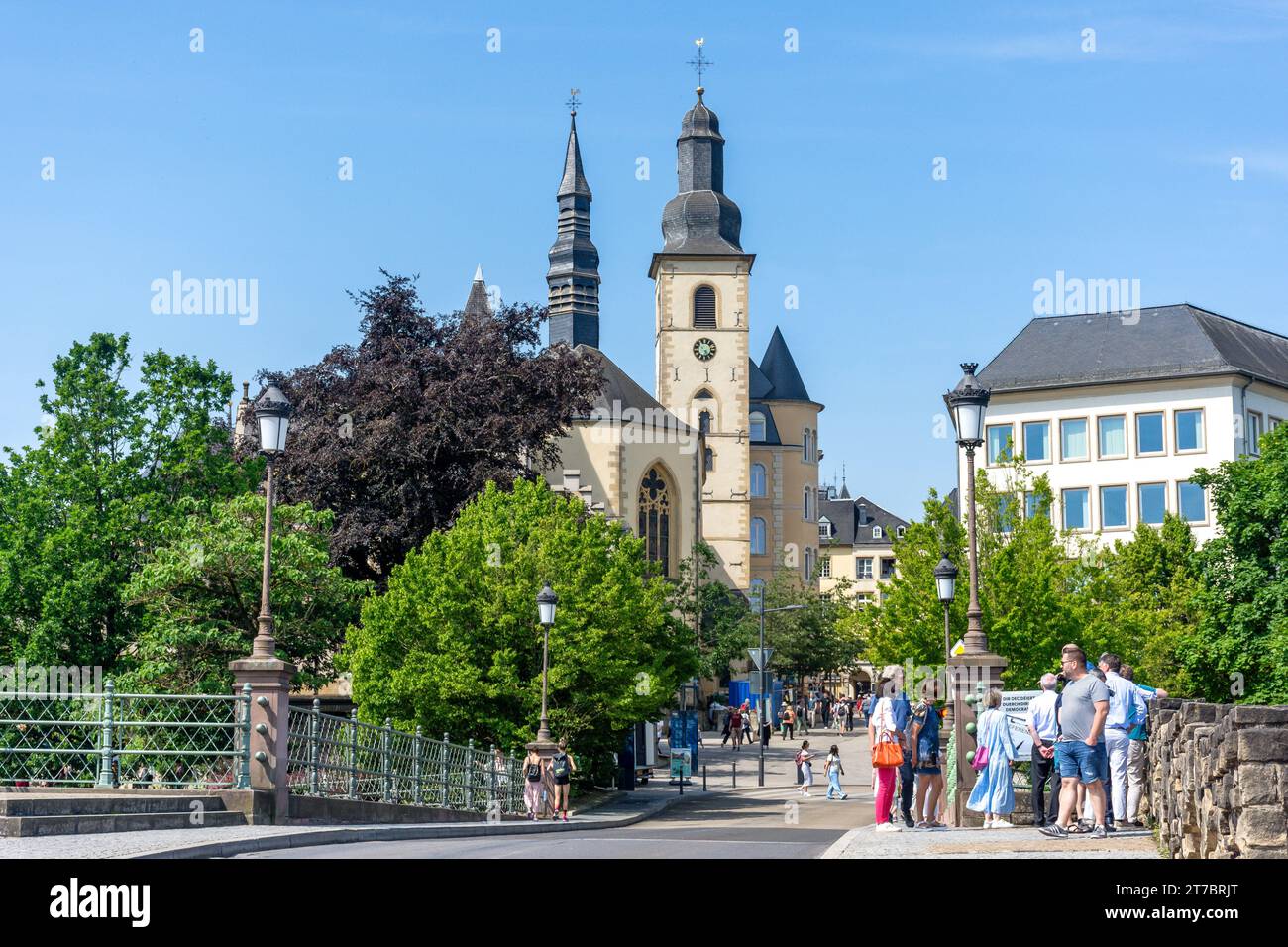 Michaelskirche from Mount de Clausen, Ville Haute , City of Luxembourg, Luxembourg Stock Photo