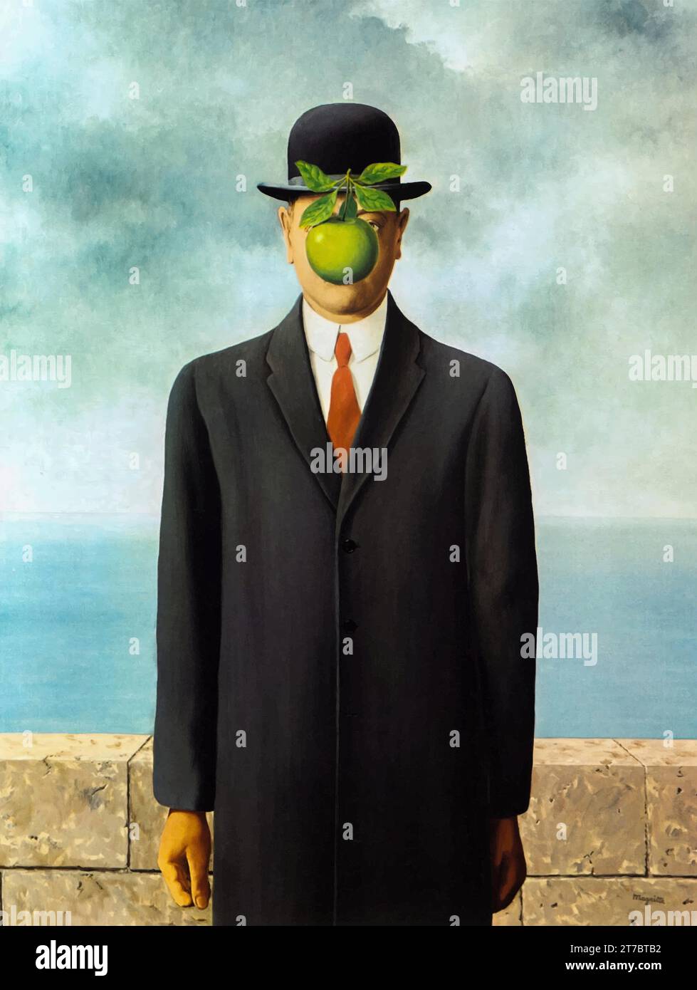 'The Son of Man is a 1964 painting by the Belgian surrealist painter René Magritte: A Classic Art Masterpiece' Stock Vector
