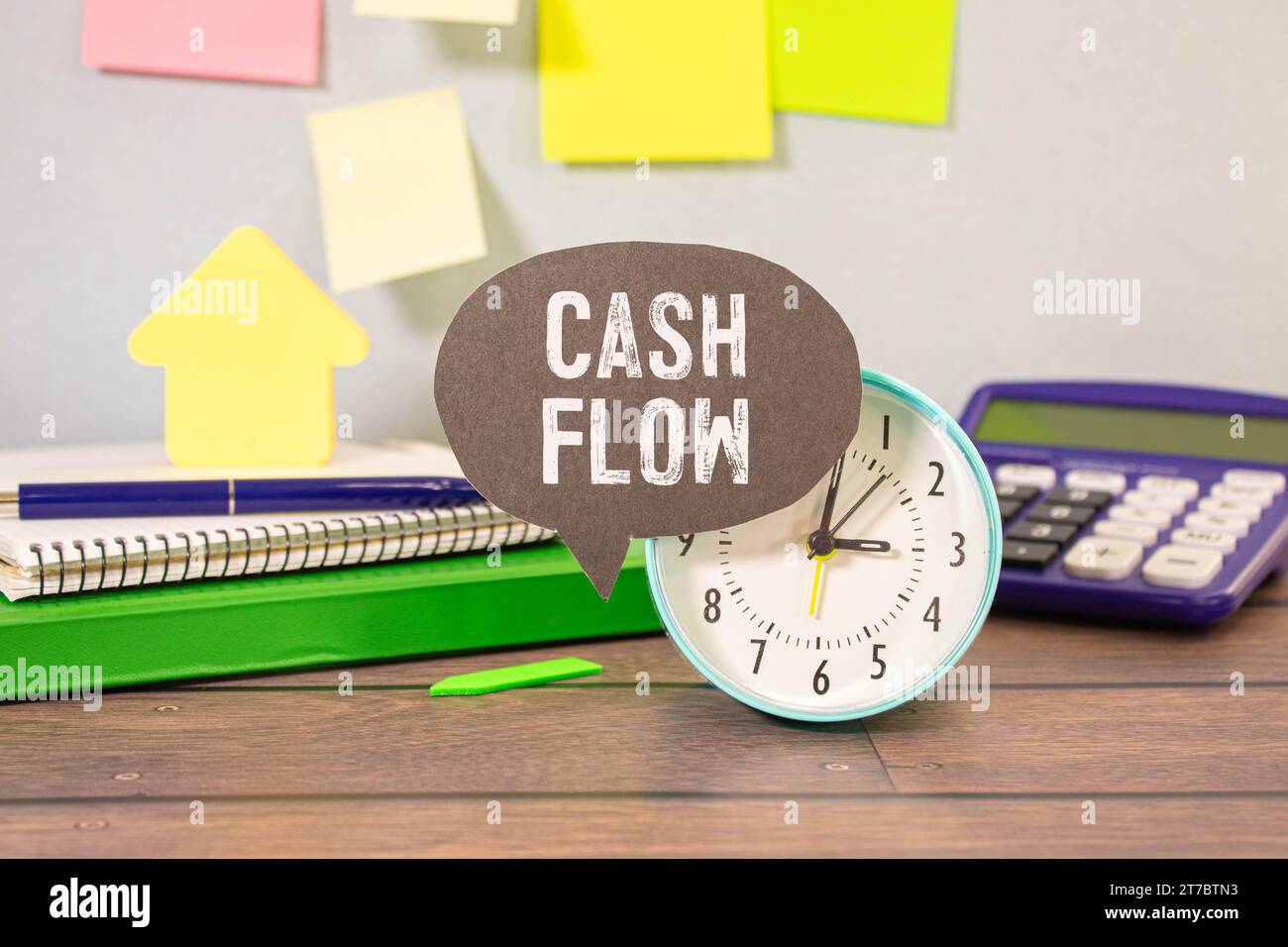 Business card with text Cash Flow. Diagram and green pen. Concept photo Stock Photo