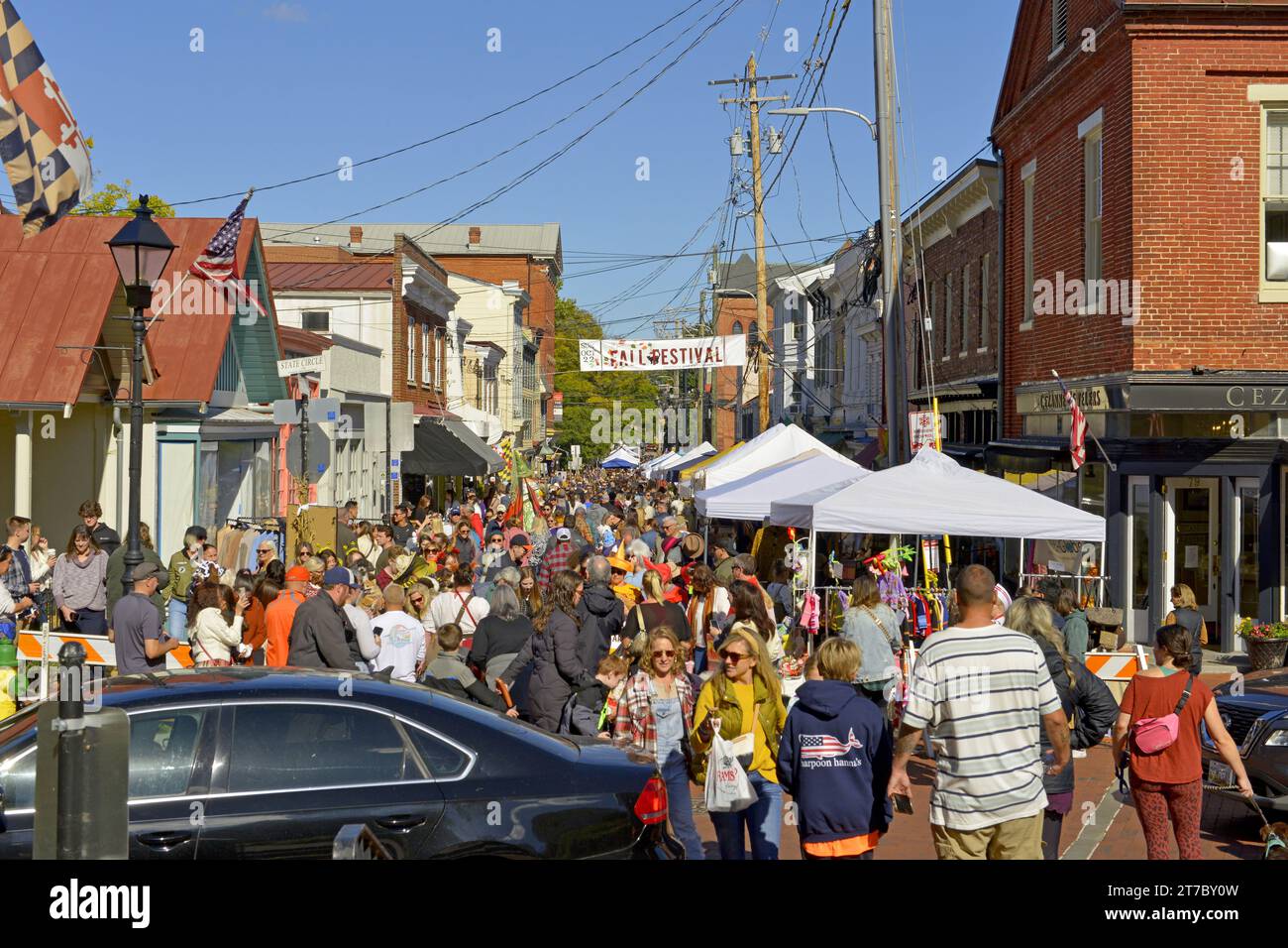 People enjoying the Fall Festival on Maryland Street in Annapolis MD Stock Photo